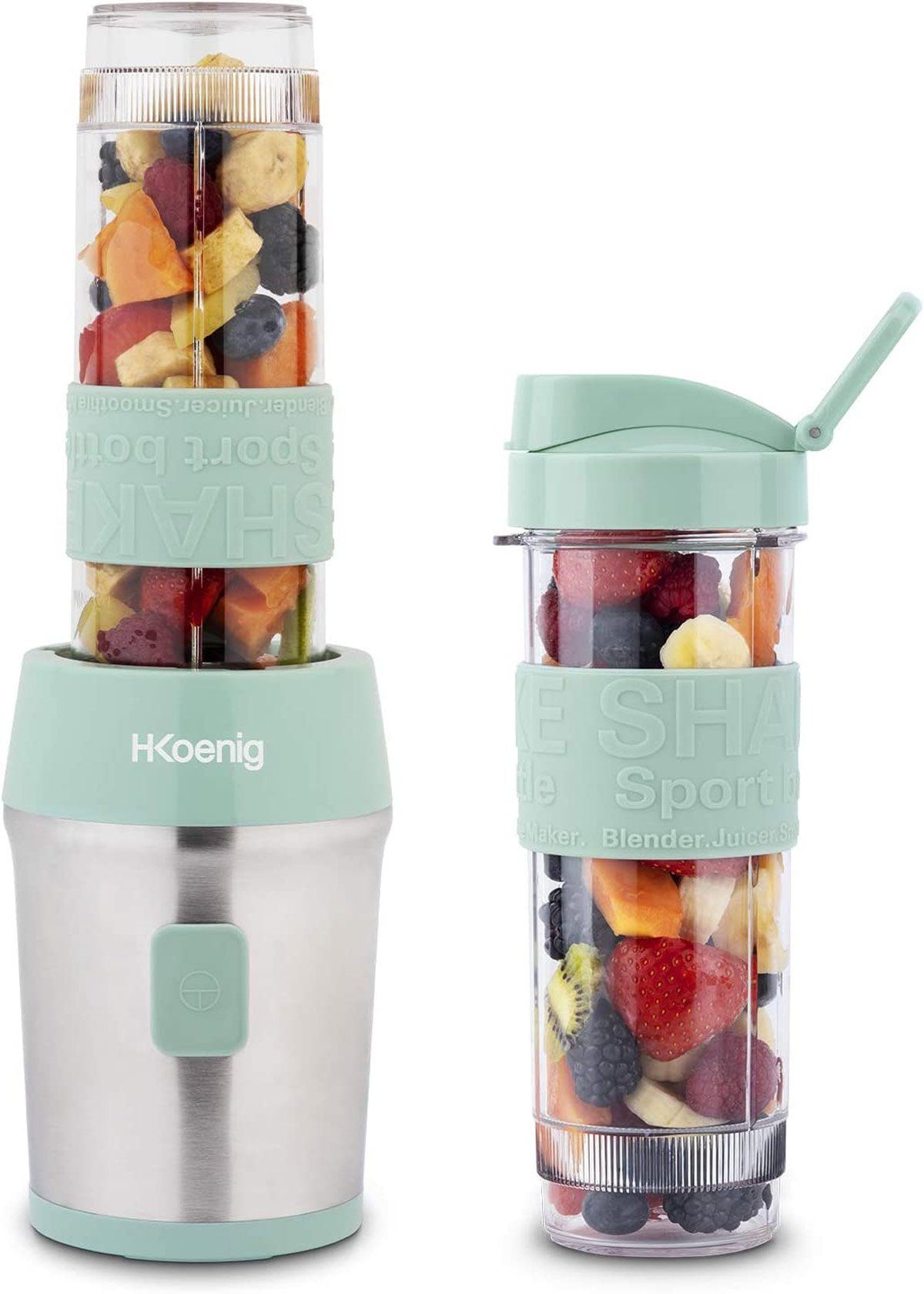 H.Koenig Smoothie-Maker SMOO18 Mini Standmixer, Pastellgrün, 300 W