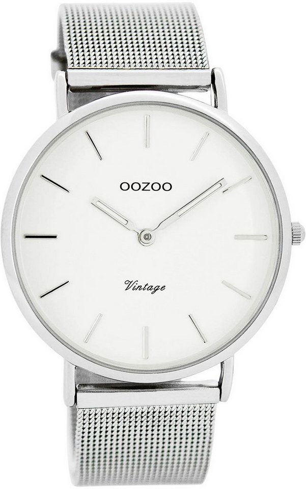 OOZOO Quarzuhr Oozoo Armbanduhr Vintage Serie, Damen, Herrenuhr rund, groß  (ca. 40mm) Metallarmband, Fashion-Style