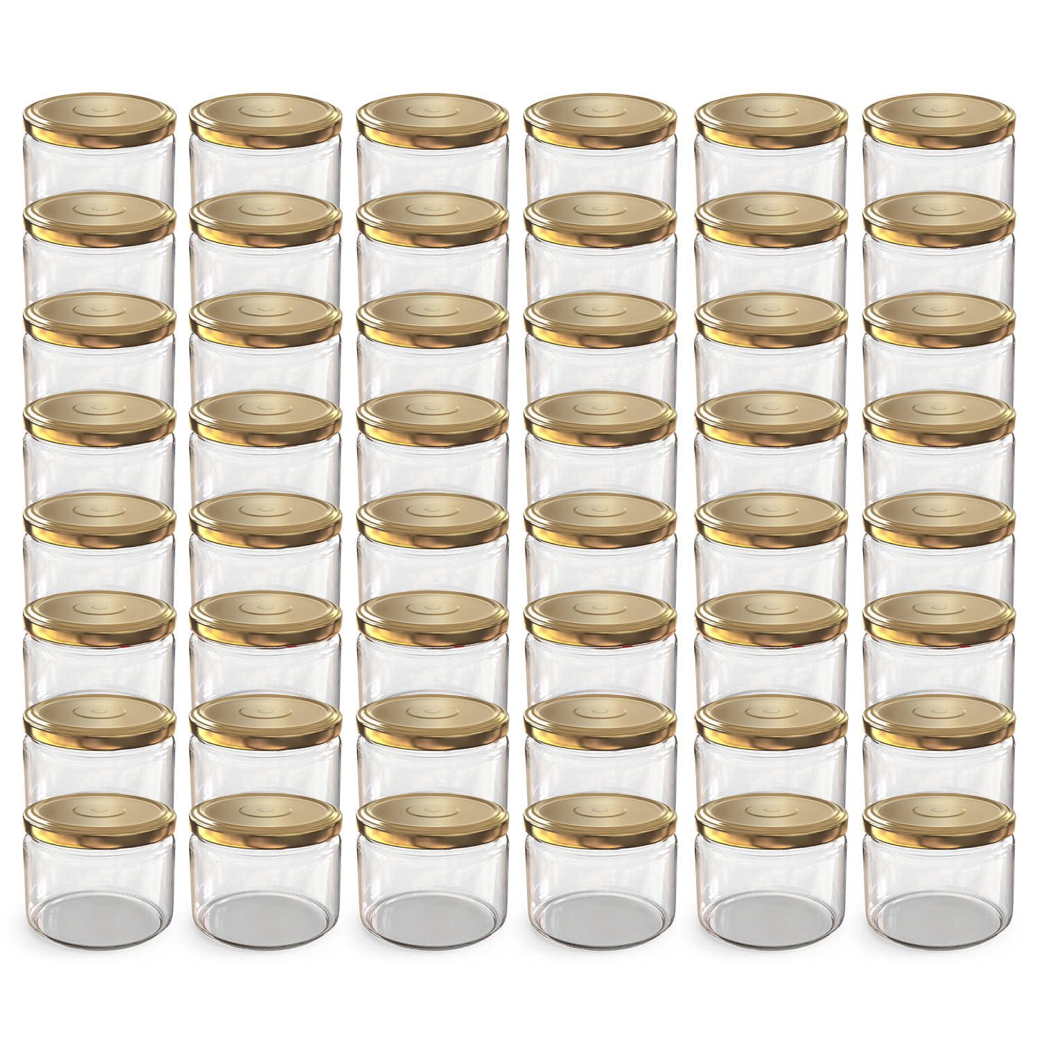 Oputec Einmachglas 48x 282ml Einmachgläser mit Schraubdeckel TO 82 Gold Marmeladengläser, Glas / Metall