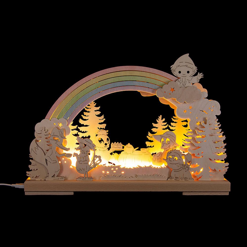 RATAGS Kunsthandwerk Schwibbogen 3D-Schwibbogen Sandmännchen unter dem Regenbogen (43x30cm) von RATAGS