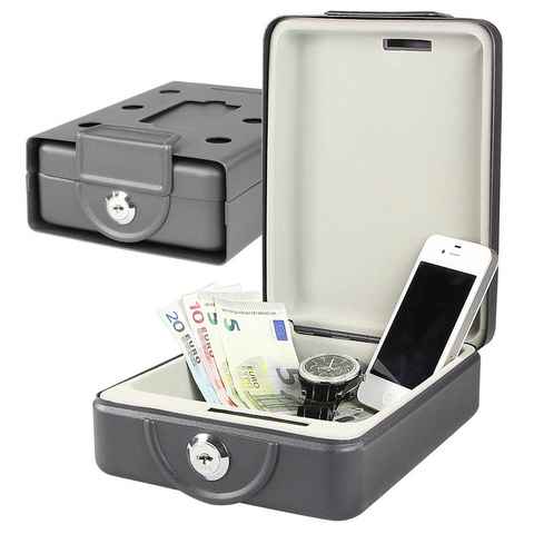HMF Geldkassette Hochwertiger und robuster Autosafe, abschließbare Box, anschraubbar, Ihr kleiner Begleiter, 20x15,5x7 cm, schwarz