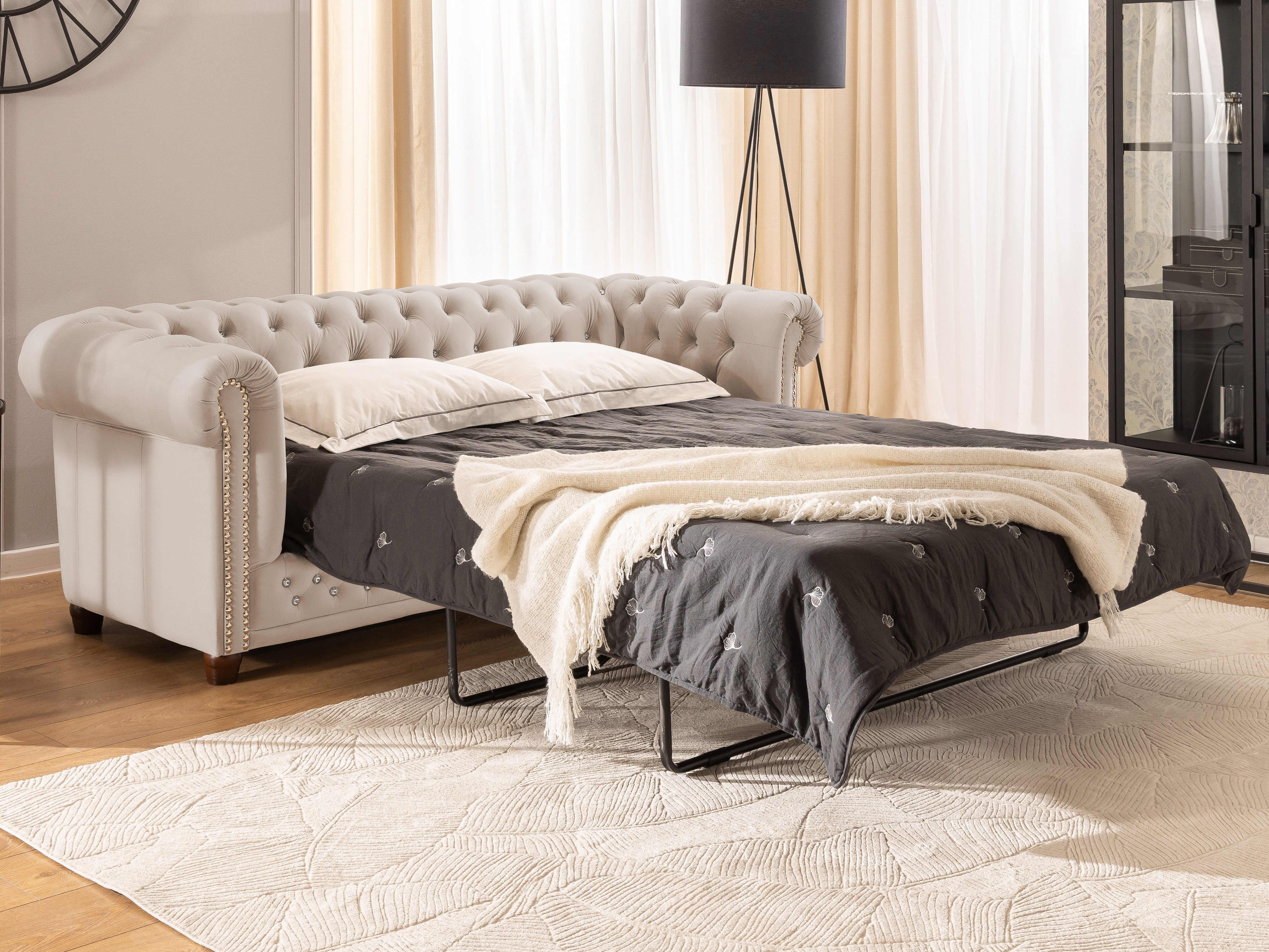 S-Style Möbel Chesterfield-Sofa 3-Sitzer mit Schlaffunktion günstig online kaufen
