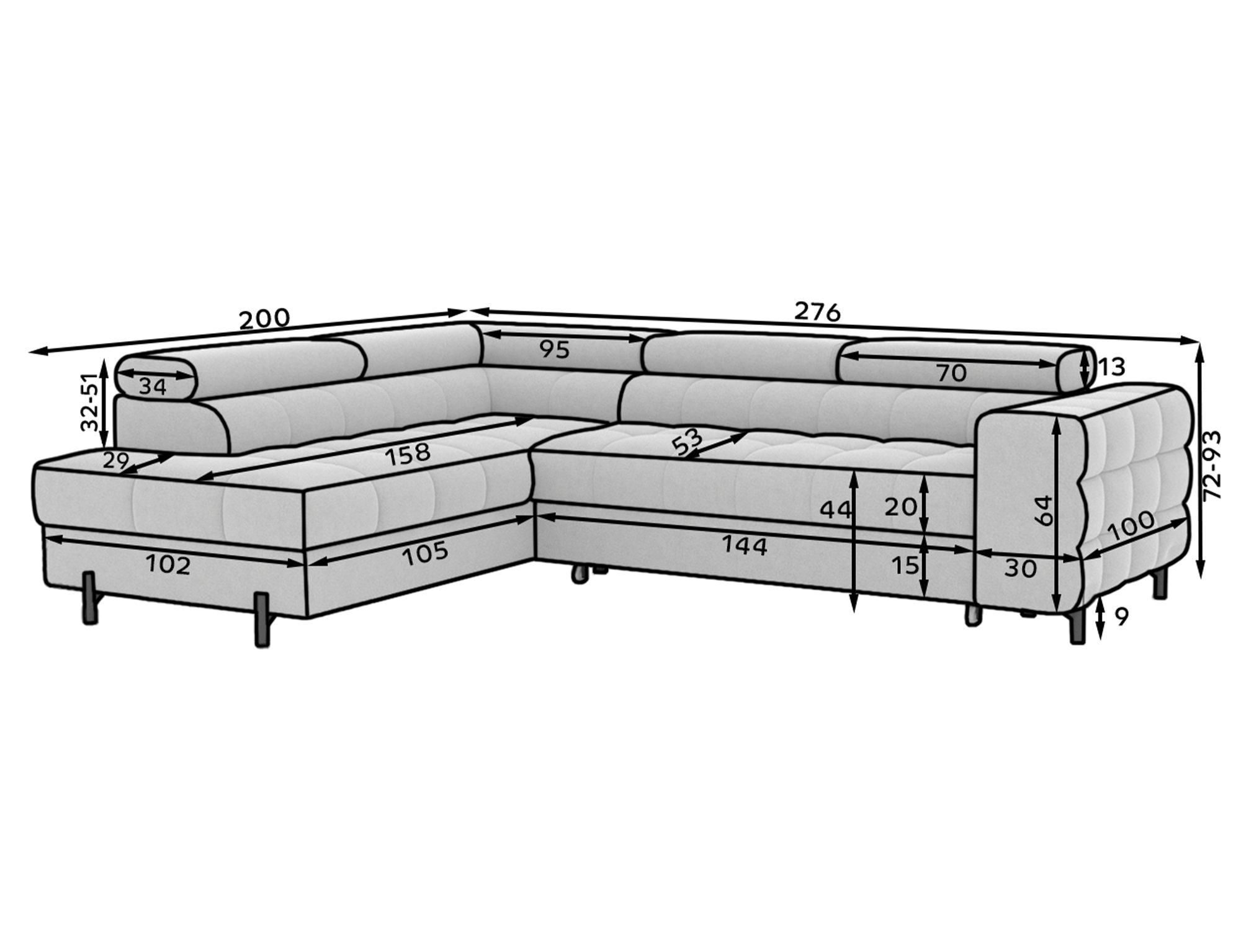 Möbel für Dich Ecksofa Ferucce 276x200x72-93 günstig online kaufen