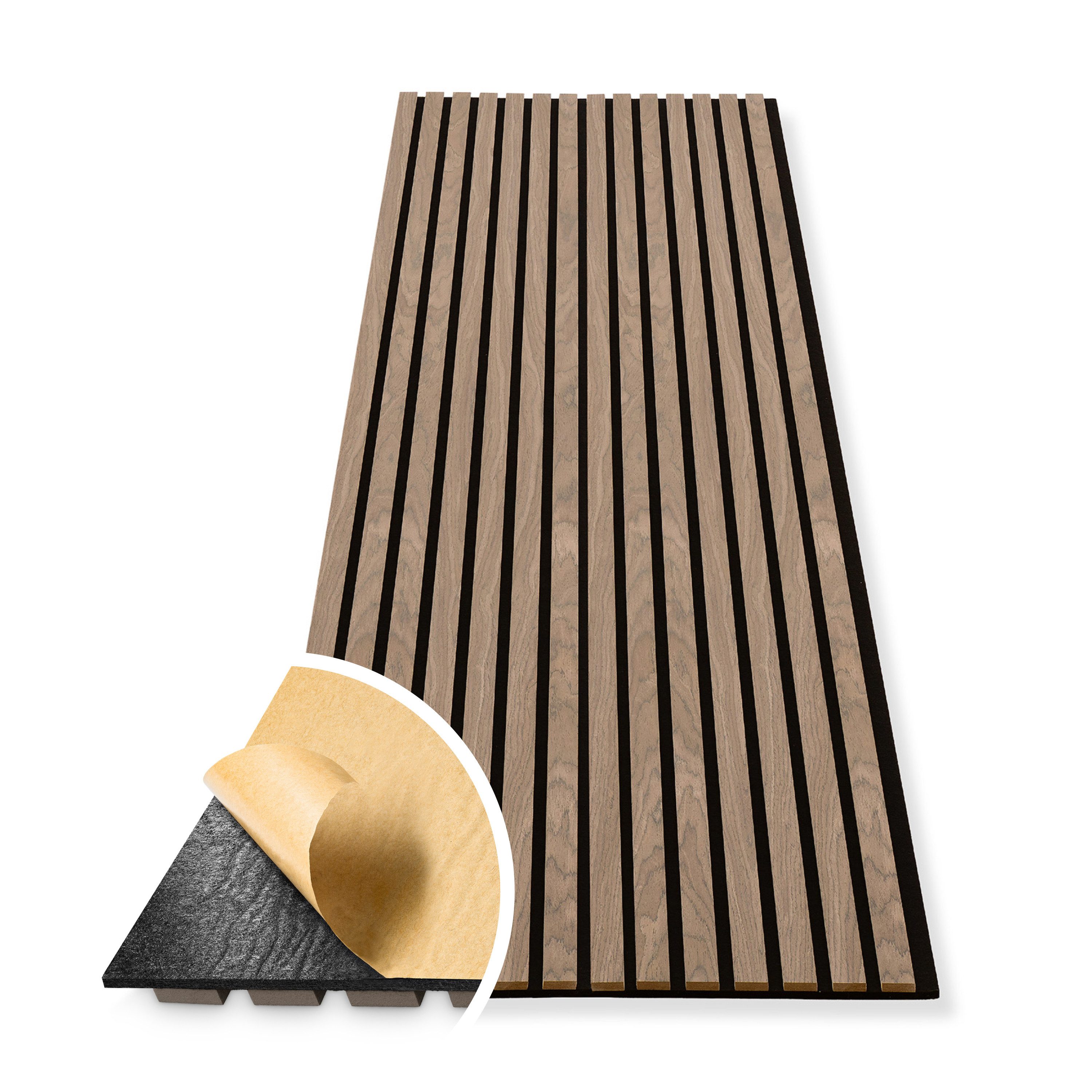 HAGEFOL Wandpaneel Akustikpaneele EasyFix, selbstklebend mit Holzlamellen, 2 Stk./Paket