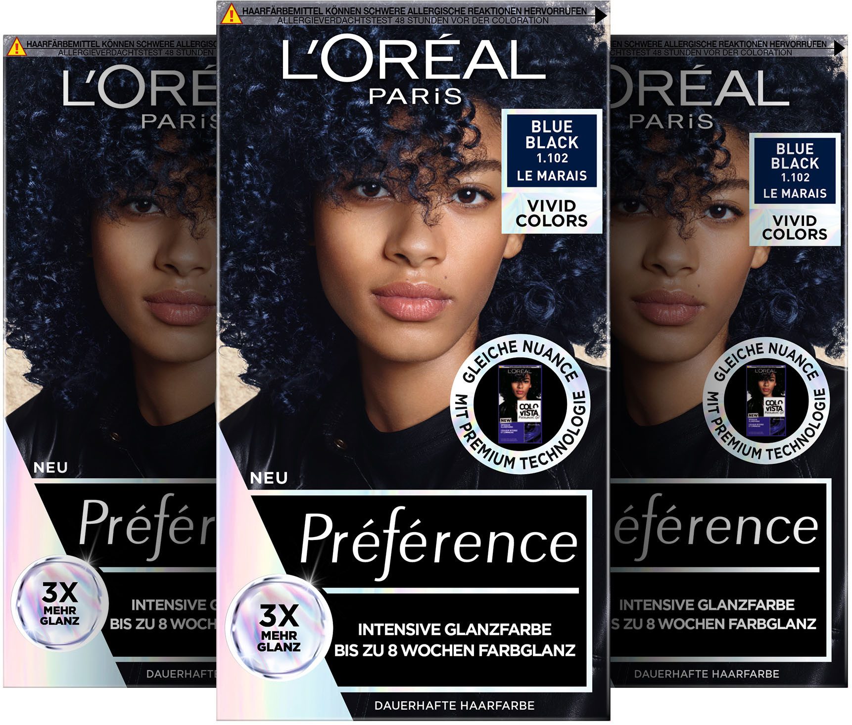 L'ORÉAL PARIS Coloration Préférence Vivid Colors, Packung, 3-tlg., mit pflegender Formel