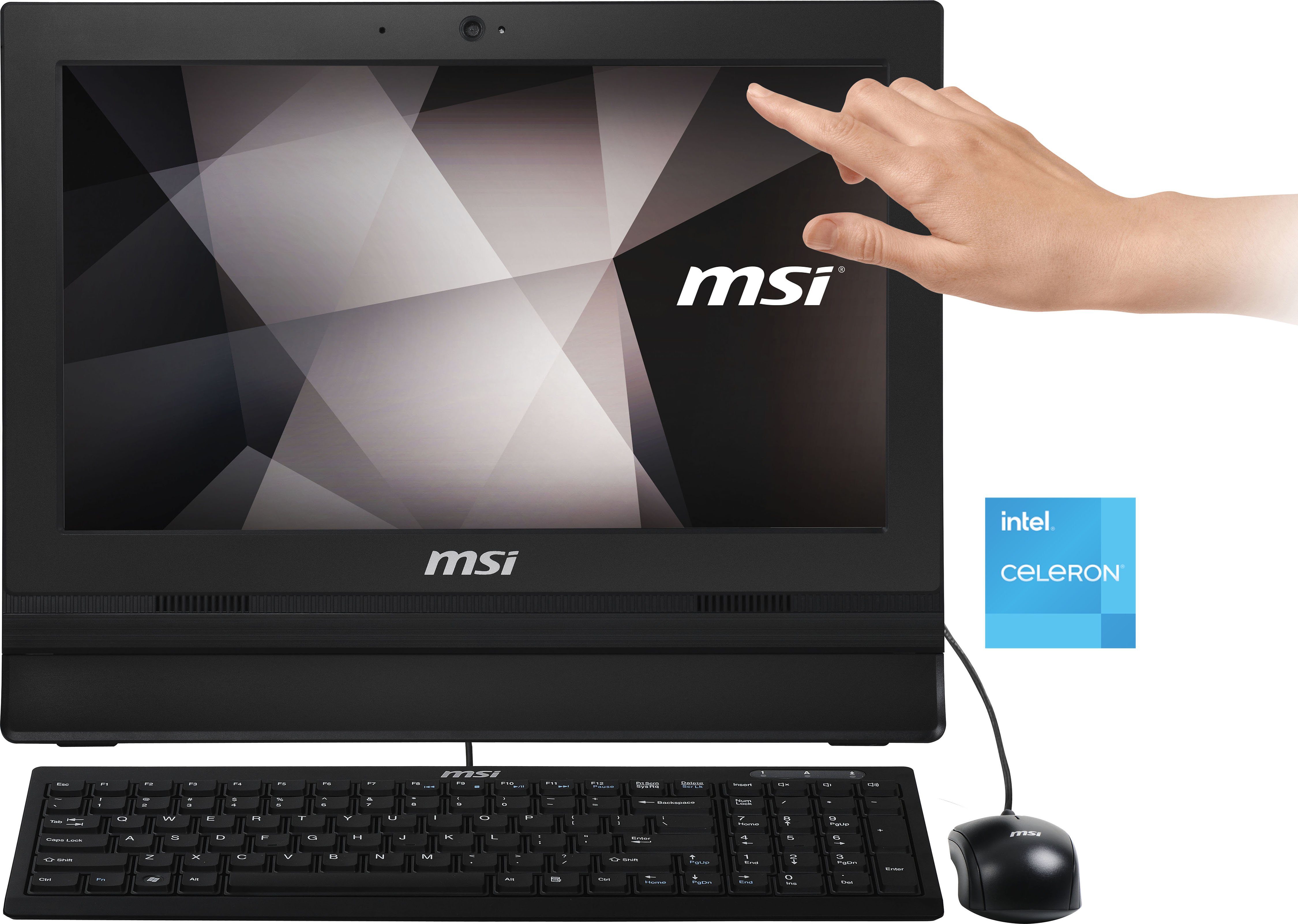 MSI PRO 16T 10M-228XDE All-in-One PC (15,6 Zoll, Intel Celeron 5205U, UHD Graphics, 4 GB RAM, 256 GB SSD)