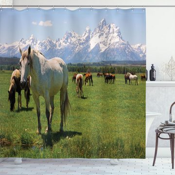 Abakuhaus Duschvorhang Moderner Digitaldruck mit 12 Haken auf Stoff Wasser Resistent Breite 175 cm, Höhe 180 cm, Tier Pferde