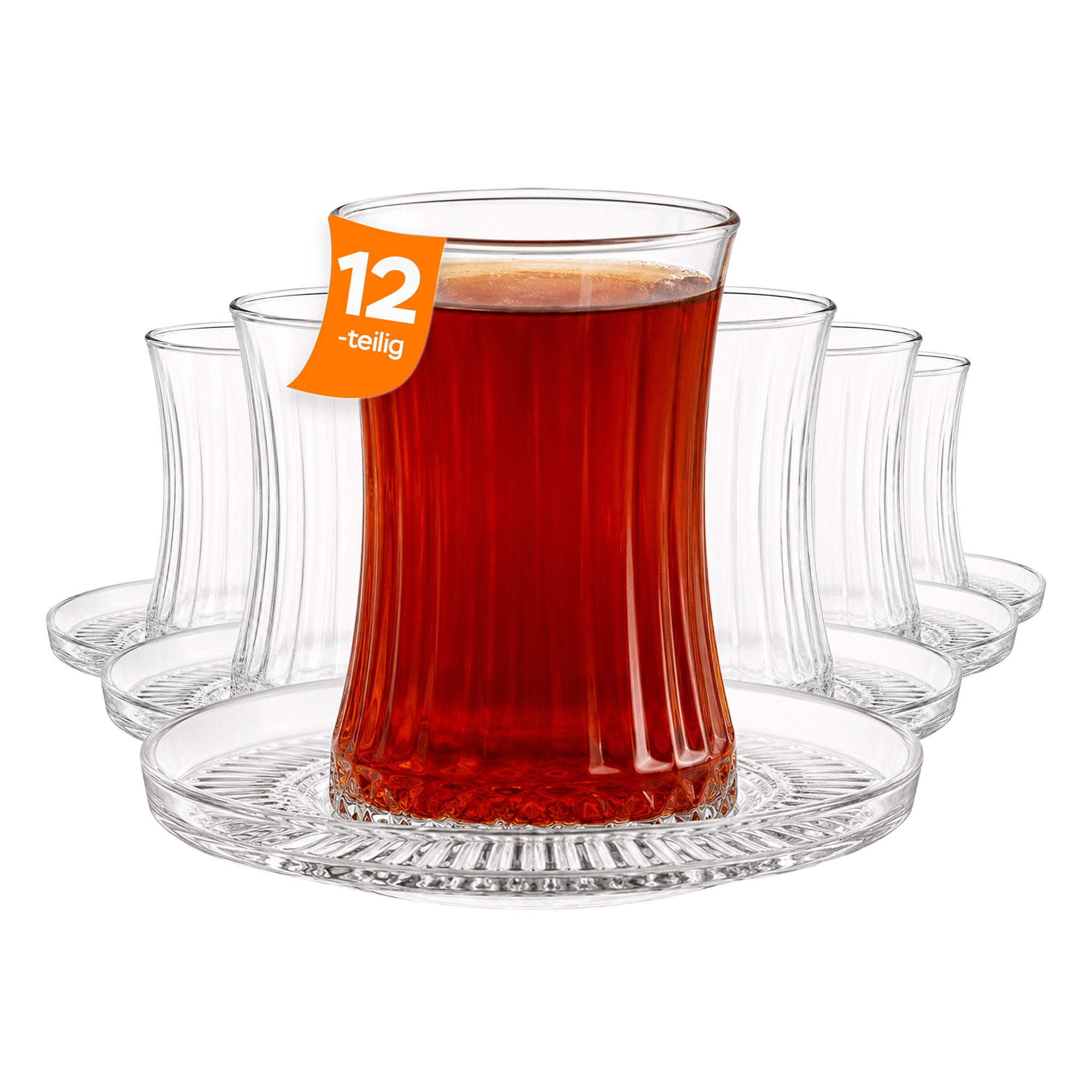 Pasabahce Gläser-Set Elysia Teegläser-Set, 12-tlg., Glas, 12-tlg. Set, 170ml, ideal für schwarzen Tee, Kräutertee