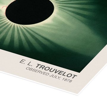 Posterlounge Poster Étienne Léopold Trouvelot, Die totale Sonnenfinsternis, Vintage, Klassenzimmer Vintage Illustration