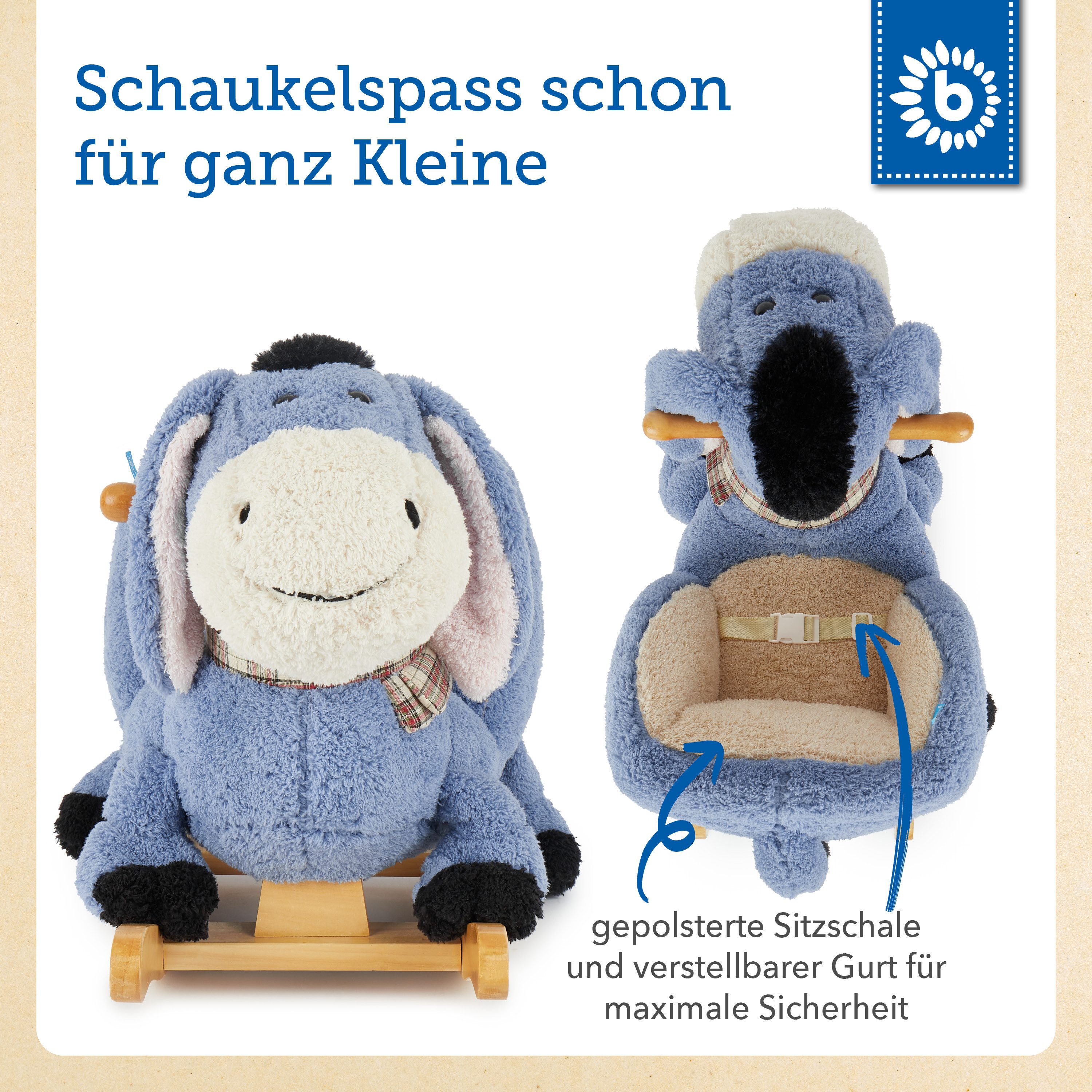 BIECO Schaukeltier Bieco Plüsch Schaukeltier Esel Kinder – Bild 3 von 5