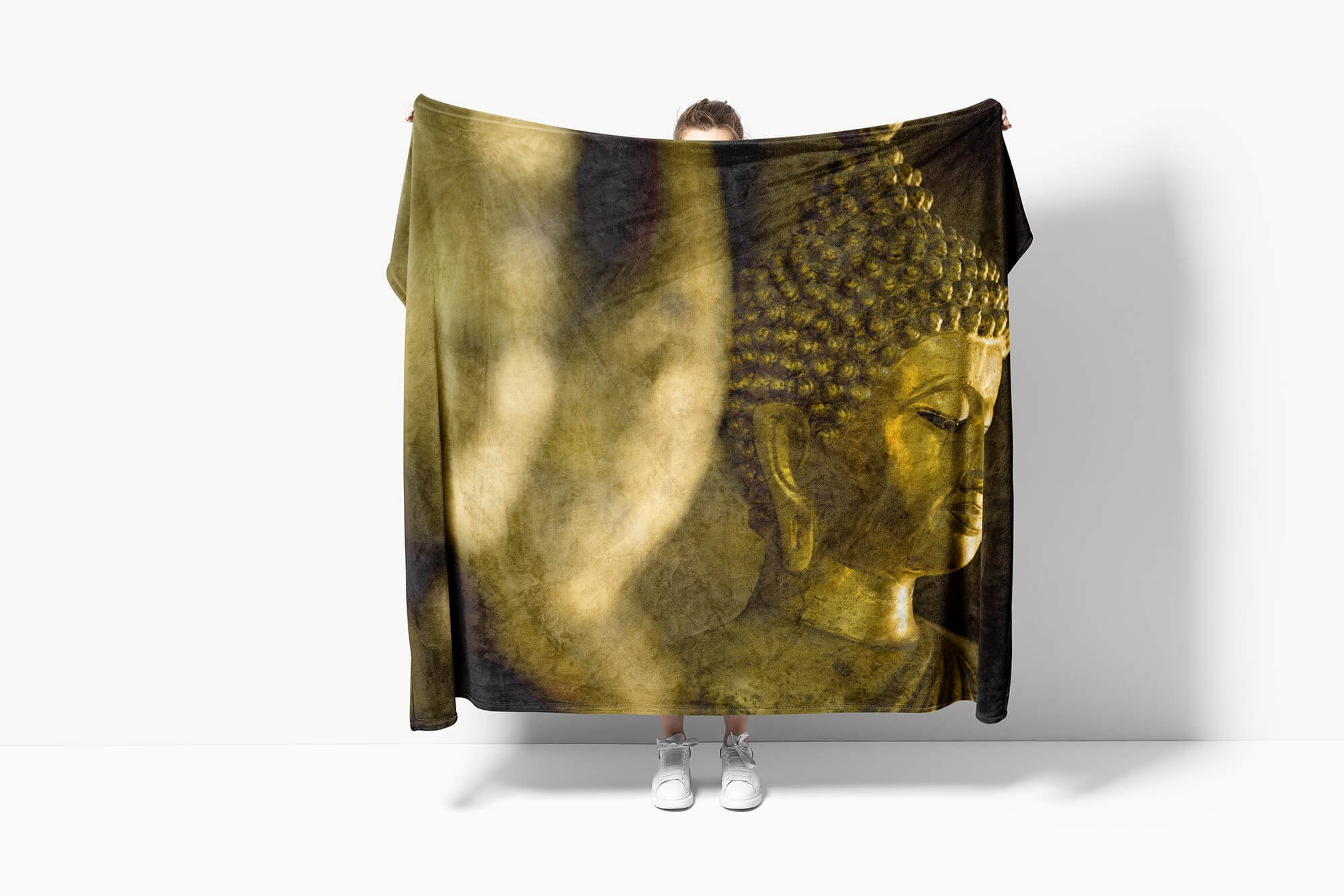 Sinus Art Handtücher Handtuch Strandhandtuch Buddha Kuscheldecke mit Handtuch Fotomotiv Saunatuch (1-St), Baumwolle-Polyester-Mix Buddhismus