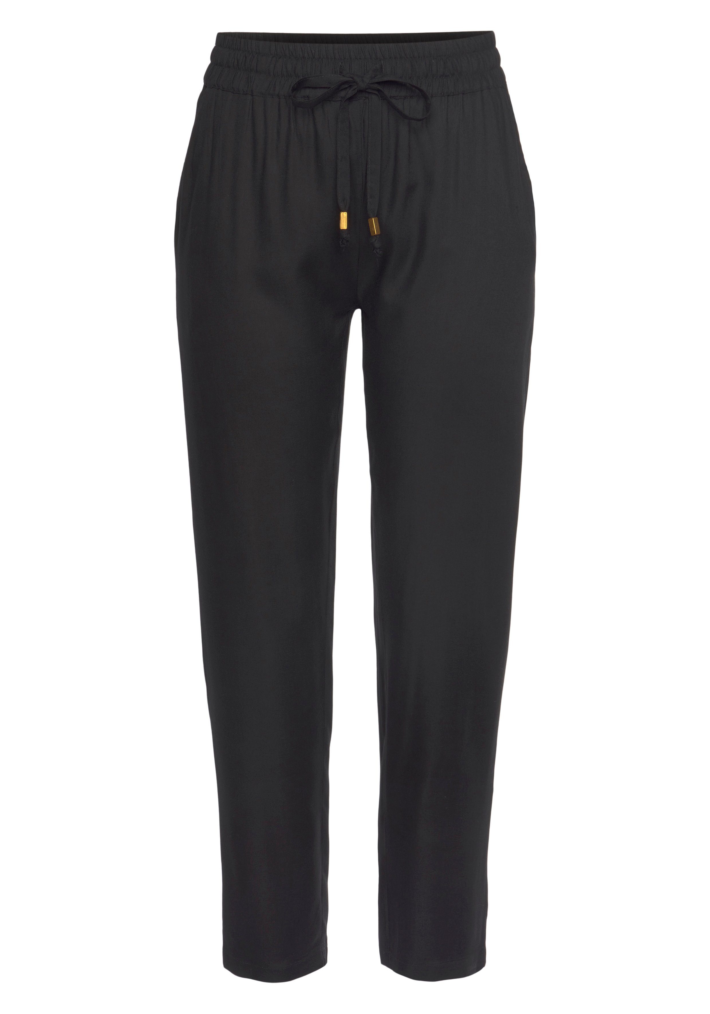 LASCANA Schlupfhose, aus gewebter Viskose, schmaler Schnitt, Sommerhose, Bu günstig online kaufen
