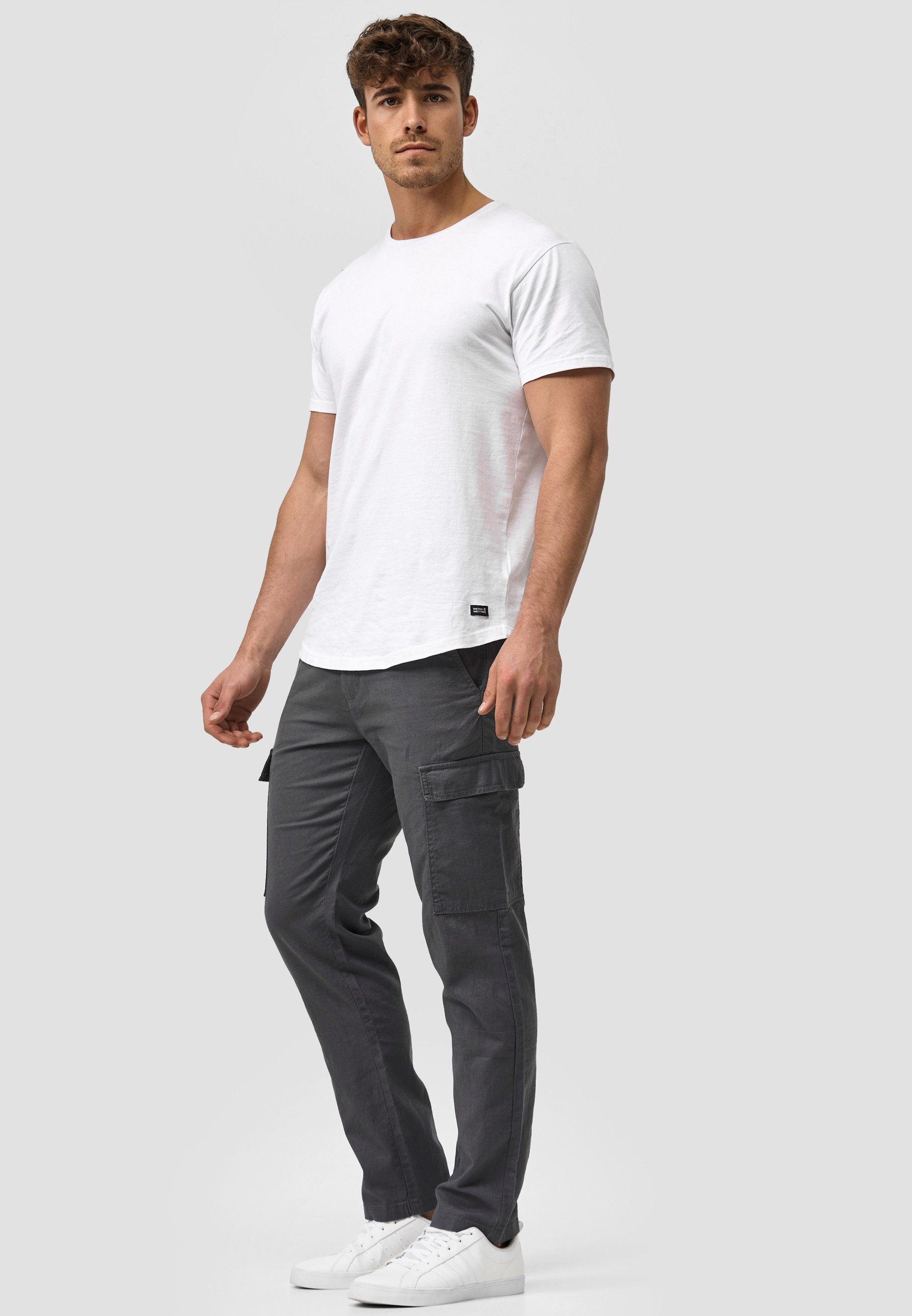Indicode Leinenhose Herren Leonardo Sommerhose Leinen Herrenhose mit aufgesetzten Taschen
