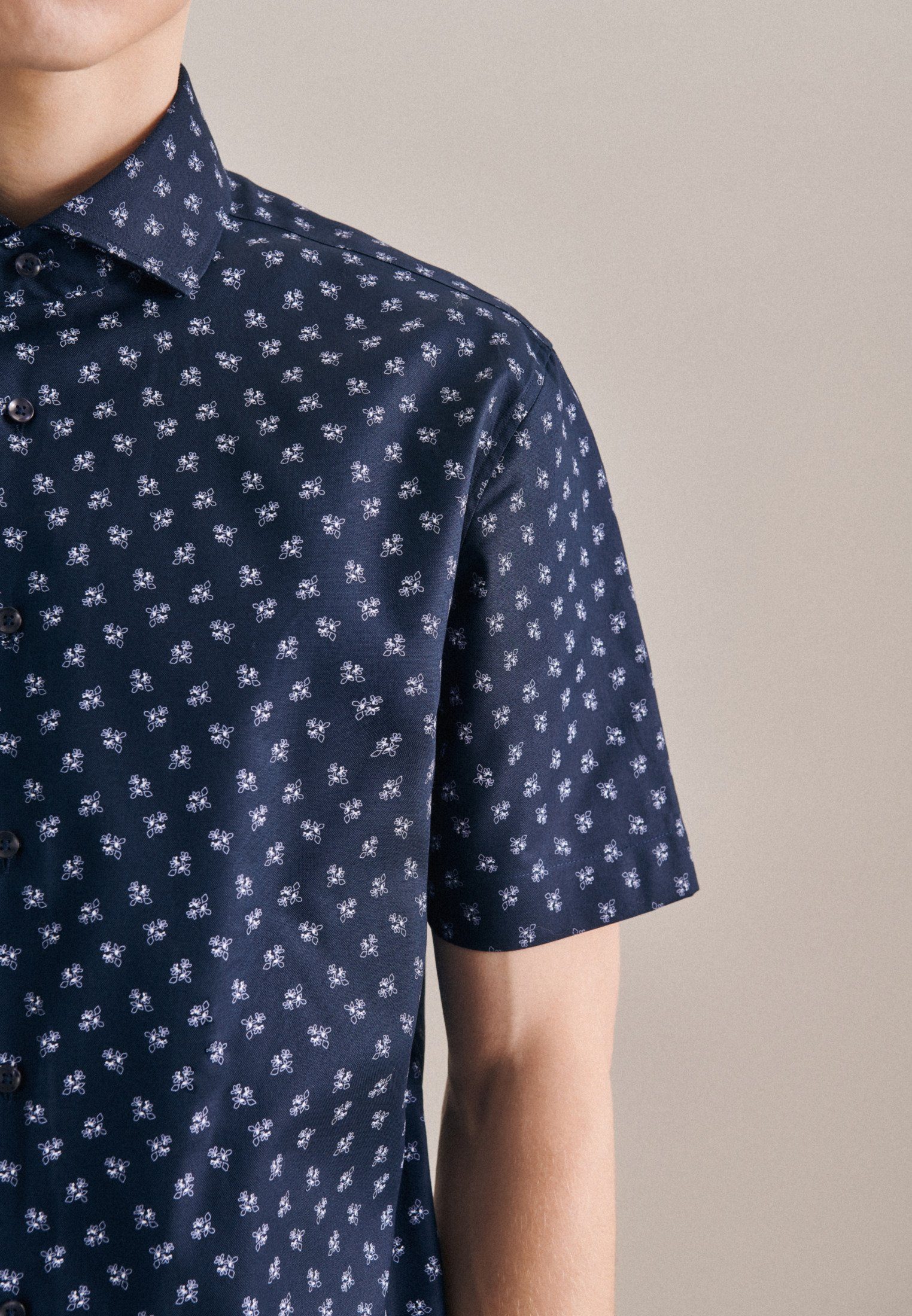 Herren Hemden seidensticker Businesshemd Shaped Shaped Kurzarm Kentkragen Druck