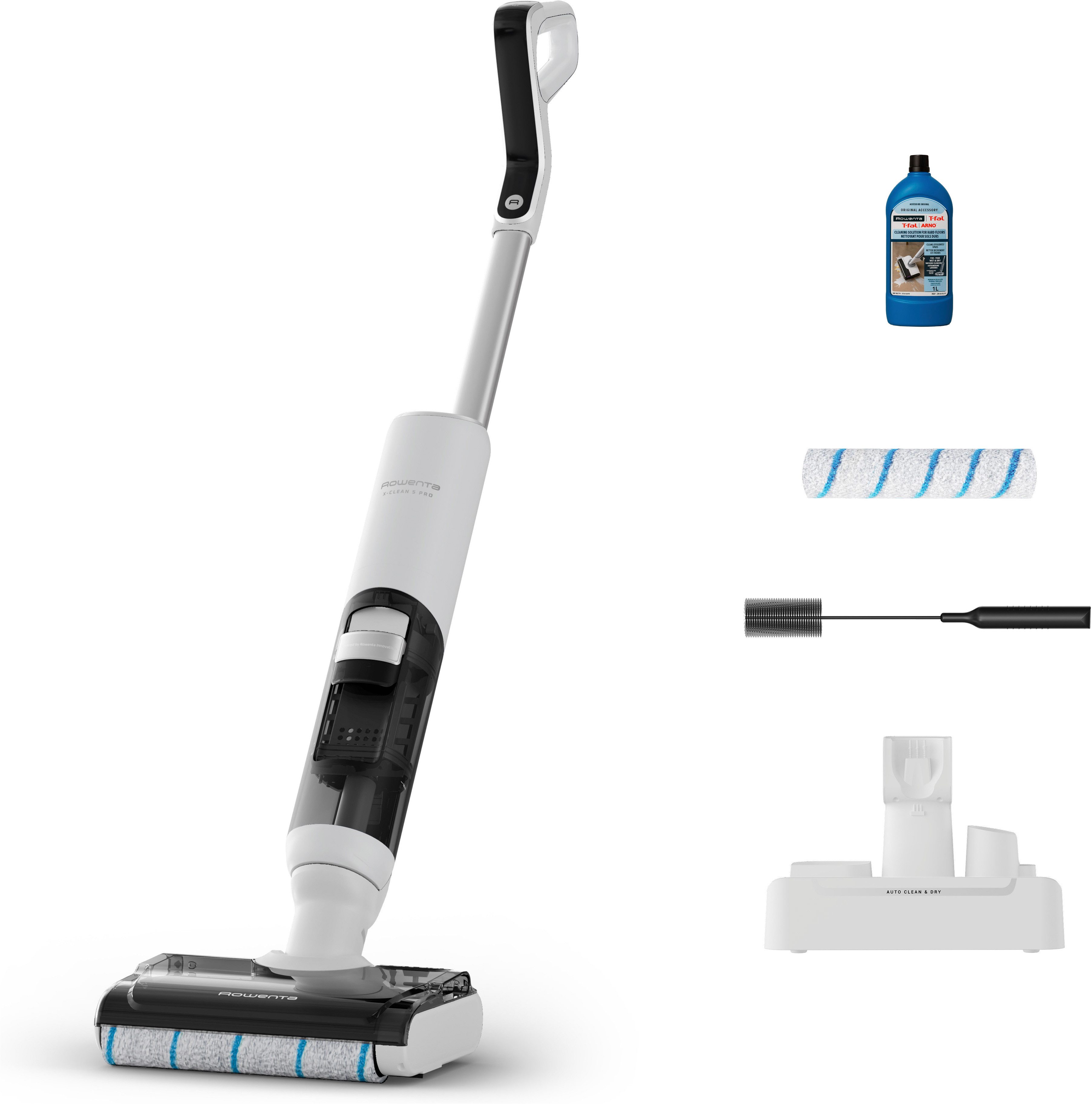 Rowenta Nass-Trocken-Akkusauger X-Clean 5 Pro, 200 W, beutellos, 250 W, beutellos, selbstreinigend und -trocknend, AUTO-Erkennungsmodus
