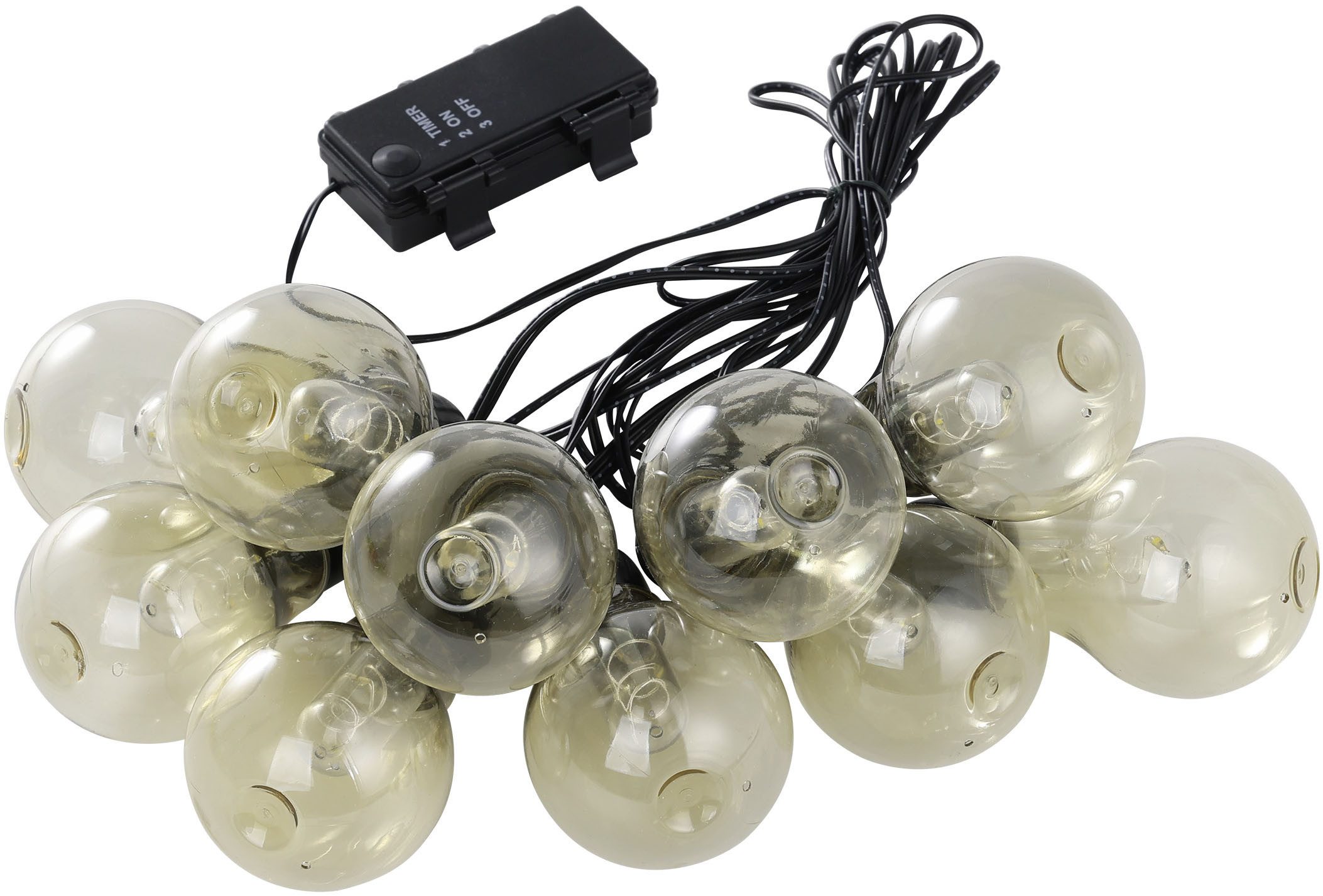 EGLO Lichterkette LED Lichterkette Libisa, Balkon Deko, Glühbirnen, IP44 Outdoor, 10-flammig, Kunststoff, 10 Leuchtmittel, 4,05m Kabel, batteriebetrieben, Terrasse