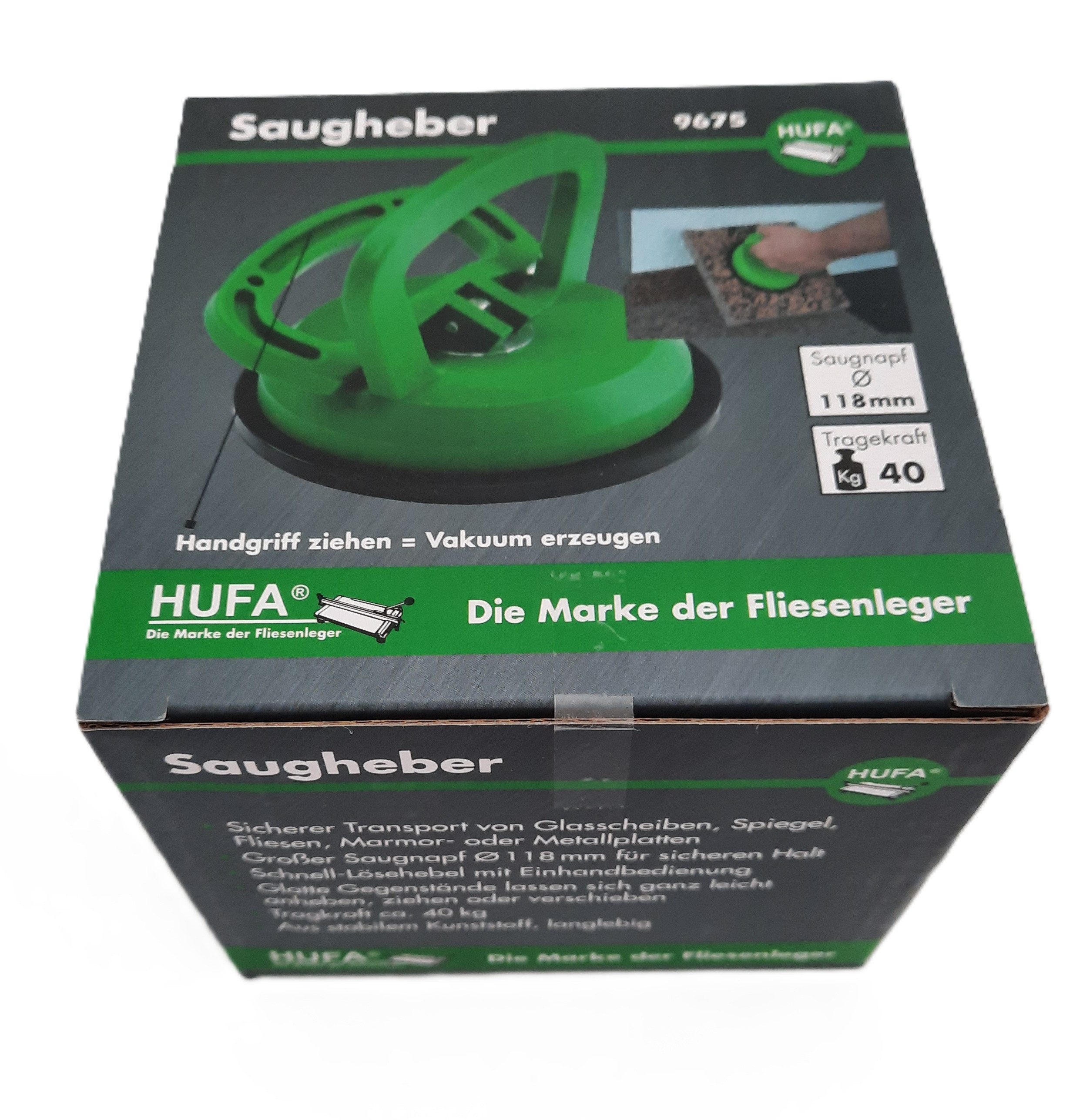 Hufa Saugheber Hufa Fliesenleger Platten Saugheber 1-fach Kunststoff Ø 118mm 40kg, -], Aus stabilem Kunststoff, langlebig