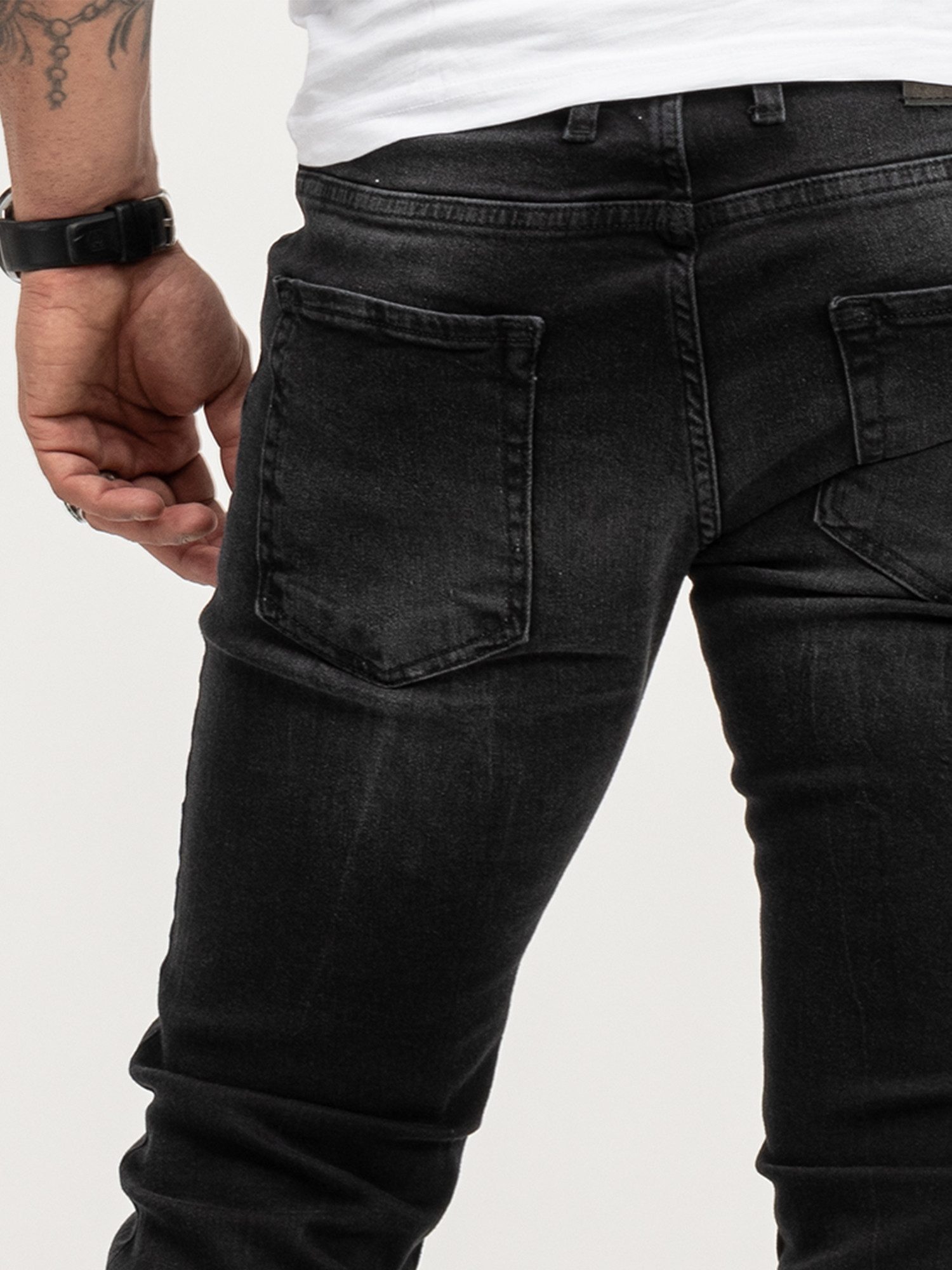 Lorenzo Loren Regular-fit-Jeans Herren Jeans Stretch Dunkelgrau LL-4004 – Bild 5 von 5
