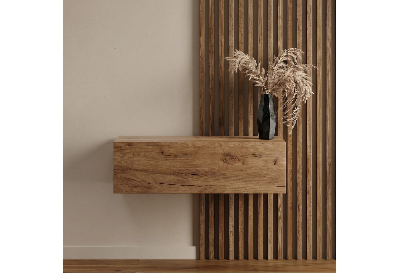 Planetmöbel Garderobenschrank Kompaktgarderobe Wandschrank 100 cm (schmaler Flurschrank mit Stauraum, 1-St., Flurgarderobe mit Soft-Open Funktion) Flurkommode vielseitig kombinierbar