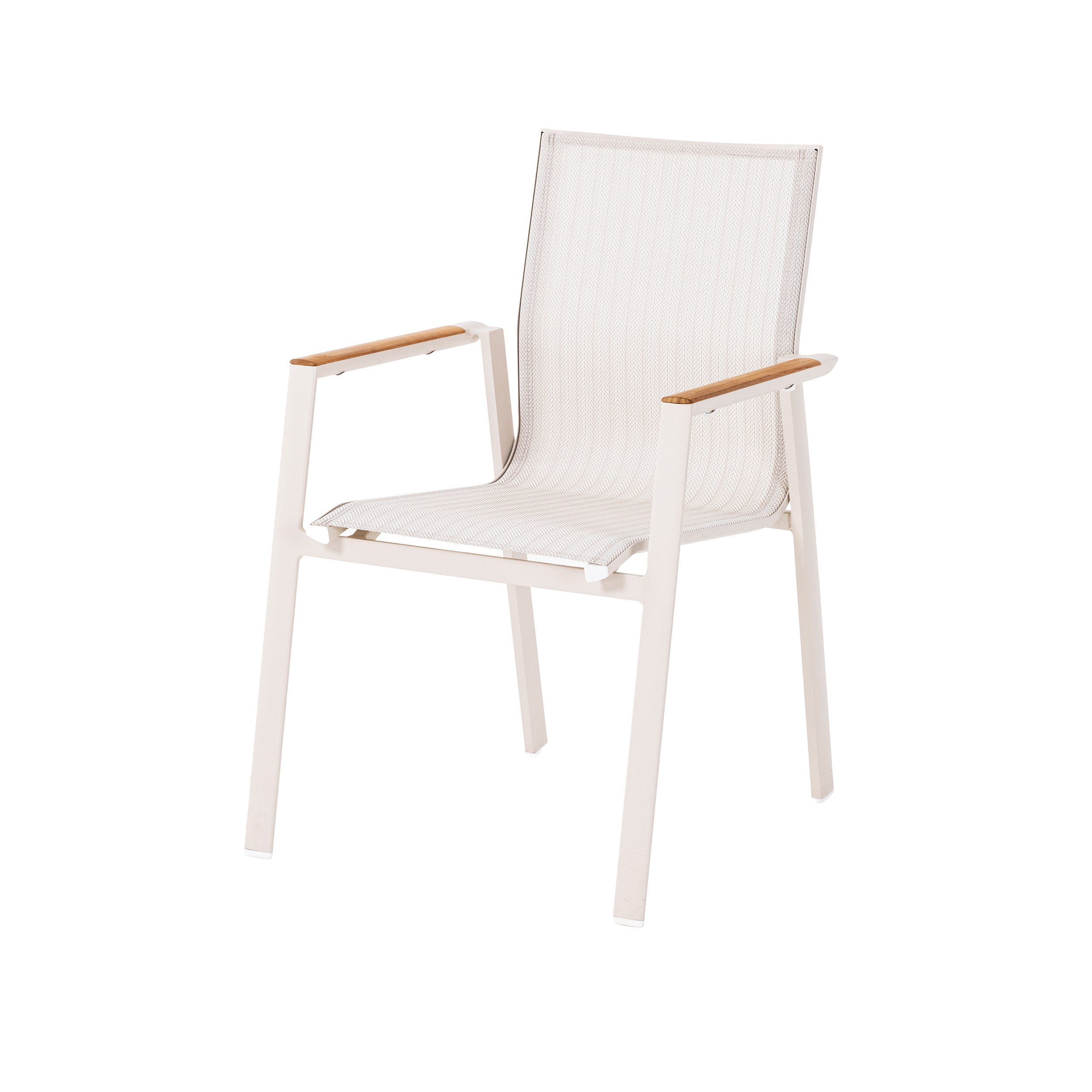 Barths Gartenstuhl Outdoor Dining Armstuhl „Paros“ Sand/Anthrazit Aluminium, Teakholz