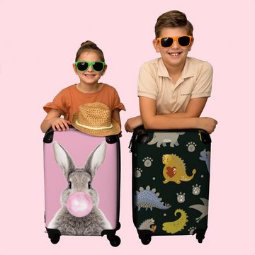 NoBoringSuitcases.com© Kinderkoffer Dinosaurier - Muster - Pfotenabdruck - Junge - Kinder 55x35x20cm, 4 Rollen, Kindertrolley, Handgepäck, Reisekoffer für Jungen