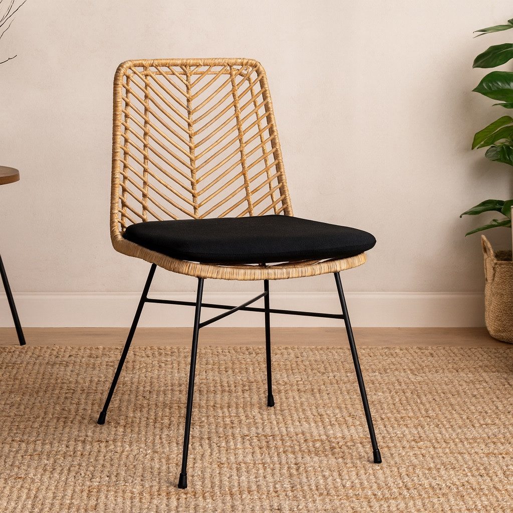 SAM® Esszimmerstuhl Ottawa, Trendiger Rattanstuhl, geflochtenes Design, Metallgestell