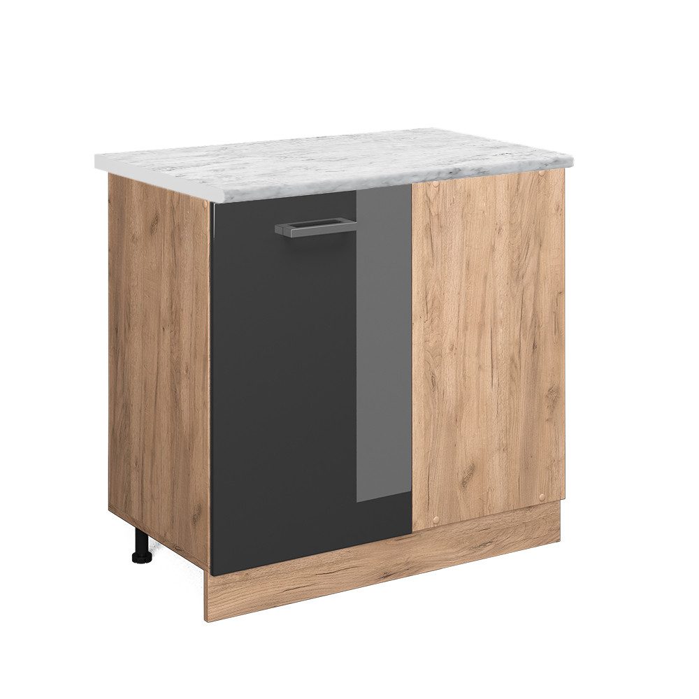 Vicco Eckunterschrank R-Line Anthrazit Hochglanz/Goldkraft Eiche 86 cm AP M günstig online kaufen