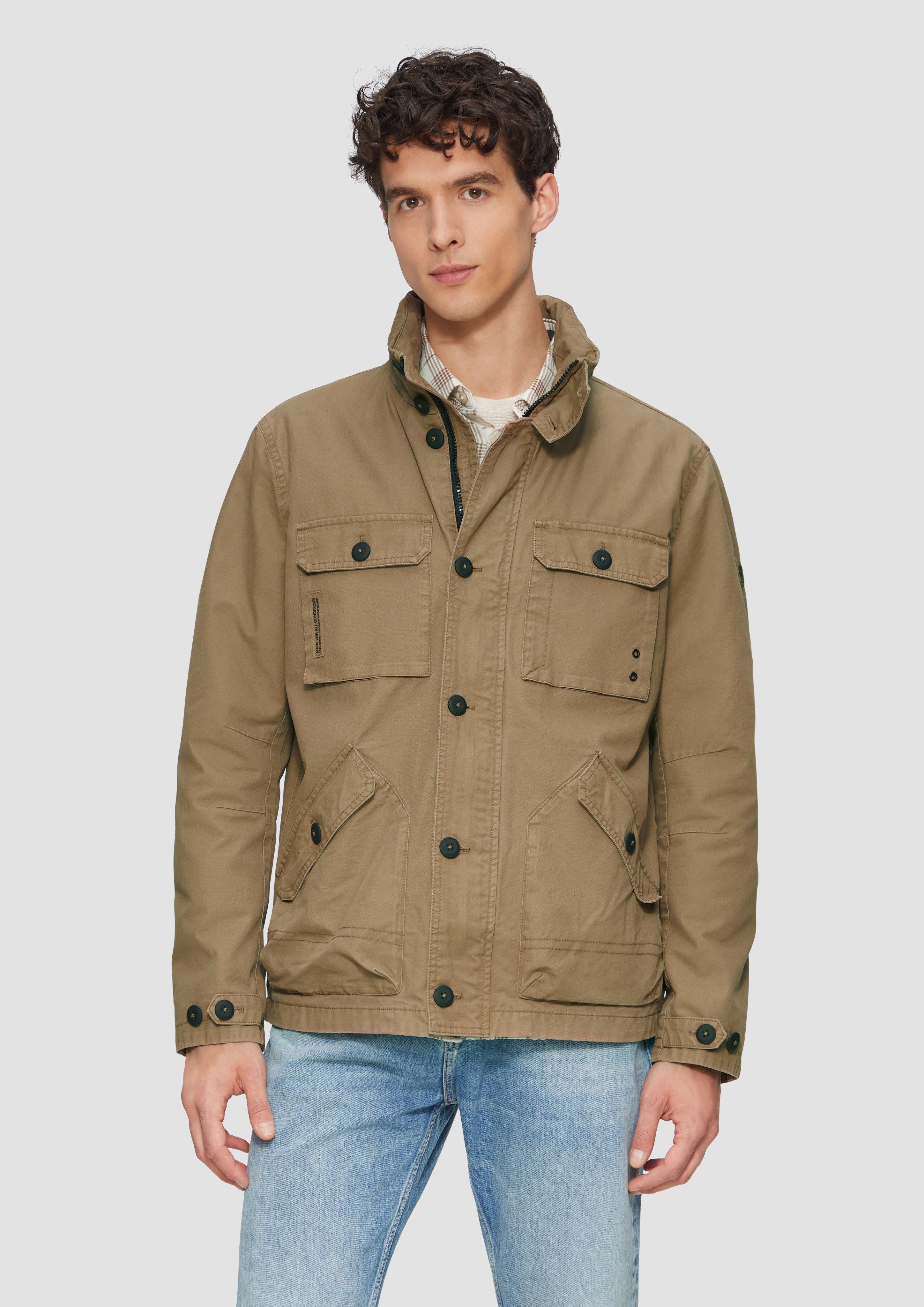 Allwetterjacke Jacke im Utility-Stil mit Kapuze im Kragen