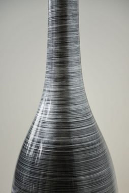 VIVANNO Bodenvase Vase Deko Bodenvase Fiberglas "Delgada", Schwarz Silber - 15x34 cm