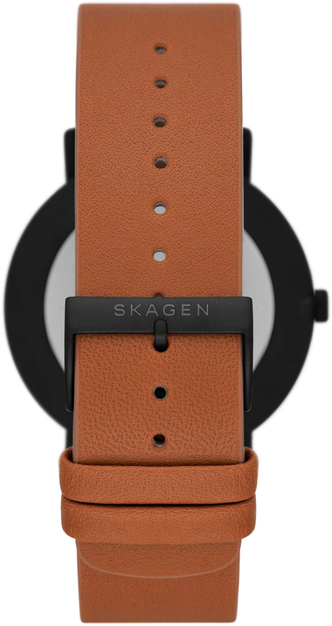 SKAGEN Quarzuhr KUPPEL SKW6889, Armbanduhr, Herrenuhr, analog, dezentrale Sekunde, Lederarmband