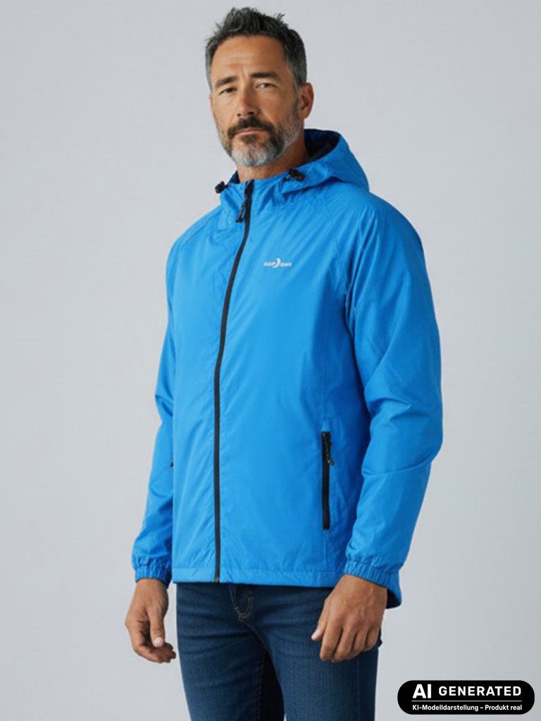 Blue Wave Funktionsjacke Fabian Herren Regenjacke - Wander- & Fahrradjacke inklusive Packsack Wasserdicht, Winddicht, Atmungsaktiv, Verschweißte Nähte, Mesh-Futter