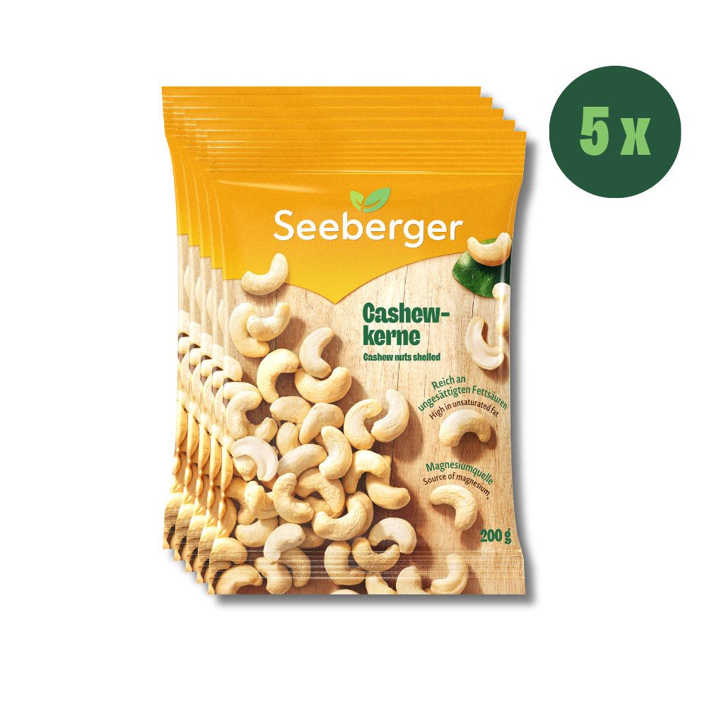Seeberger Snacks Nüsse Seeberger Cashewkerne Multipack – 5 × 200 g