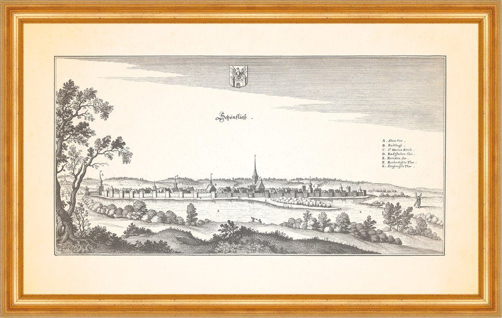 Kunstdruck Schönfließ Trzcinsko Zdroj Polen Pommern Röhrike Kupferstich Merian 05