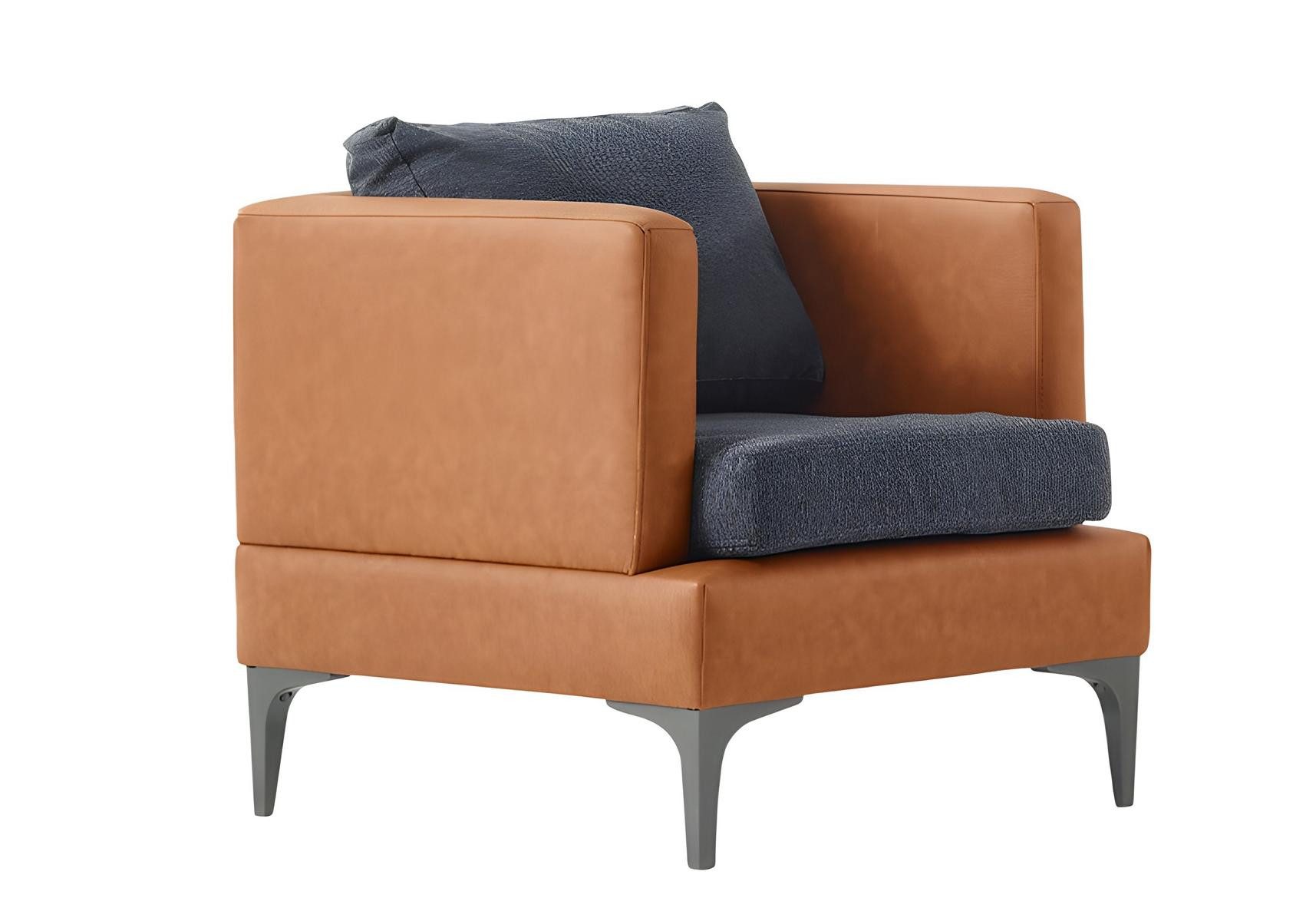 JVmoebel Polstergarnitur Braun-Orange Couchgarnitur mit Lederpolsterstoff und Designer Füßen, (Set, 3-tlg., Stilvolle, Braun-Orange, Couchgarnitur, Designer, Füße, 3-teilig), Made in Europa