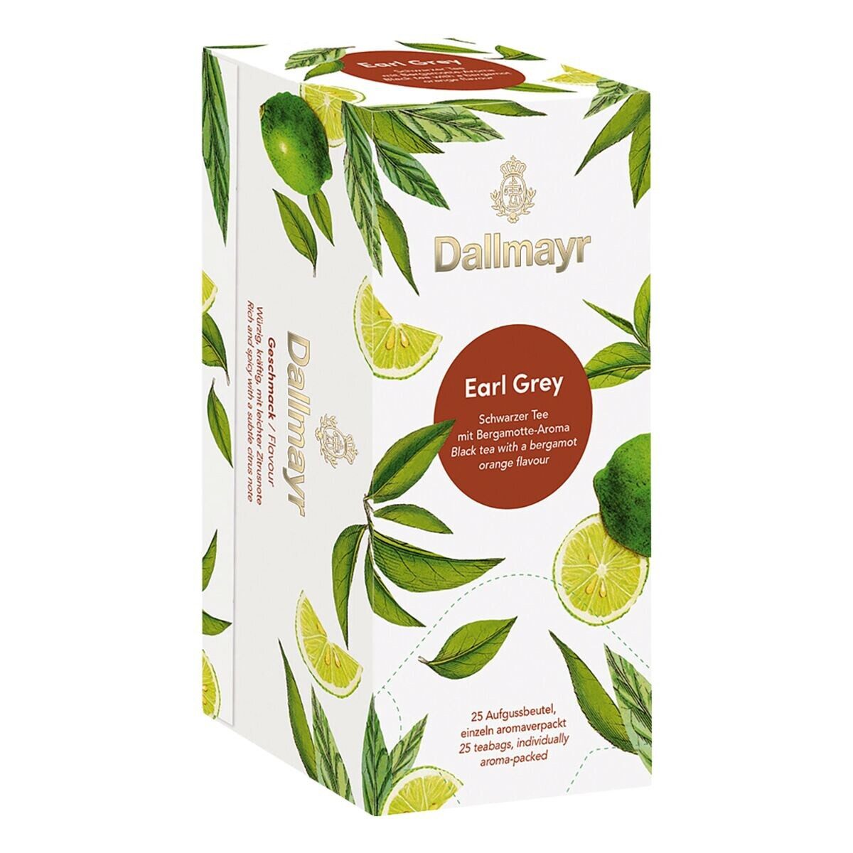 DALLMAYR Tee Earl Grey, 25 Aufgussbeutel, Schwarztee mit Bergamotte-Aroma