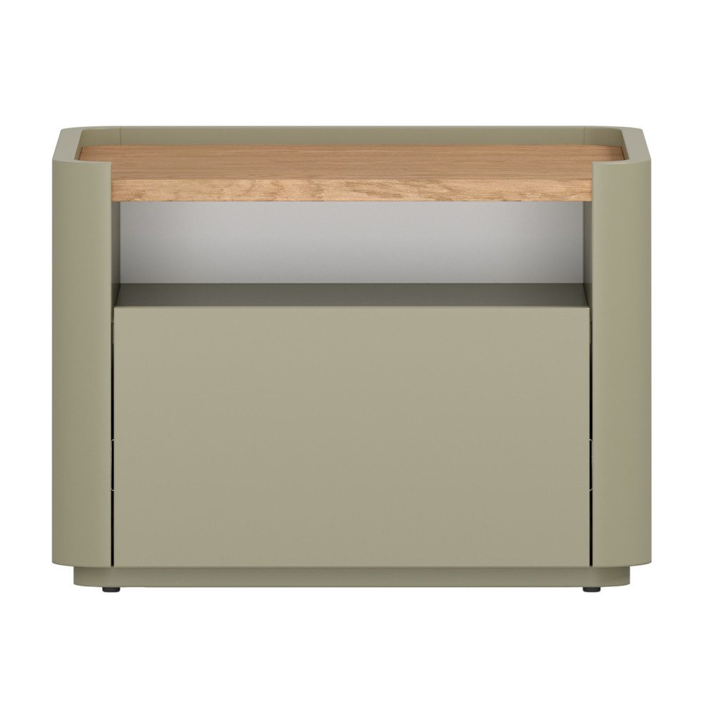 Lomadox Nachtschrank ELOY-141 Grün Eukalyptus Eiche Dekor 50 cm grifflos Softclose