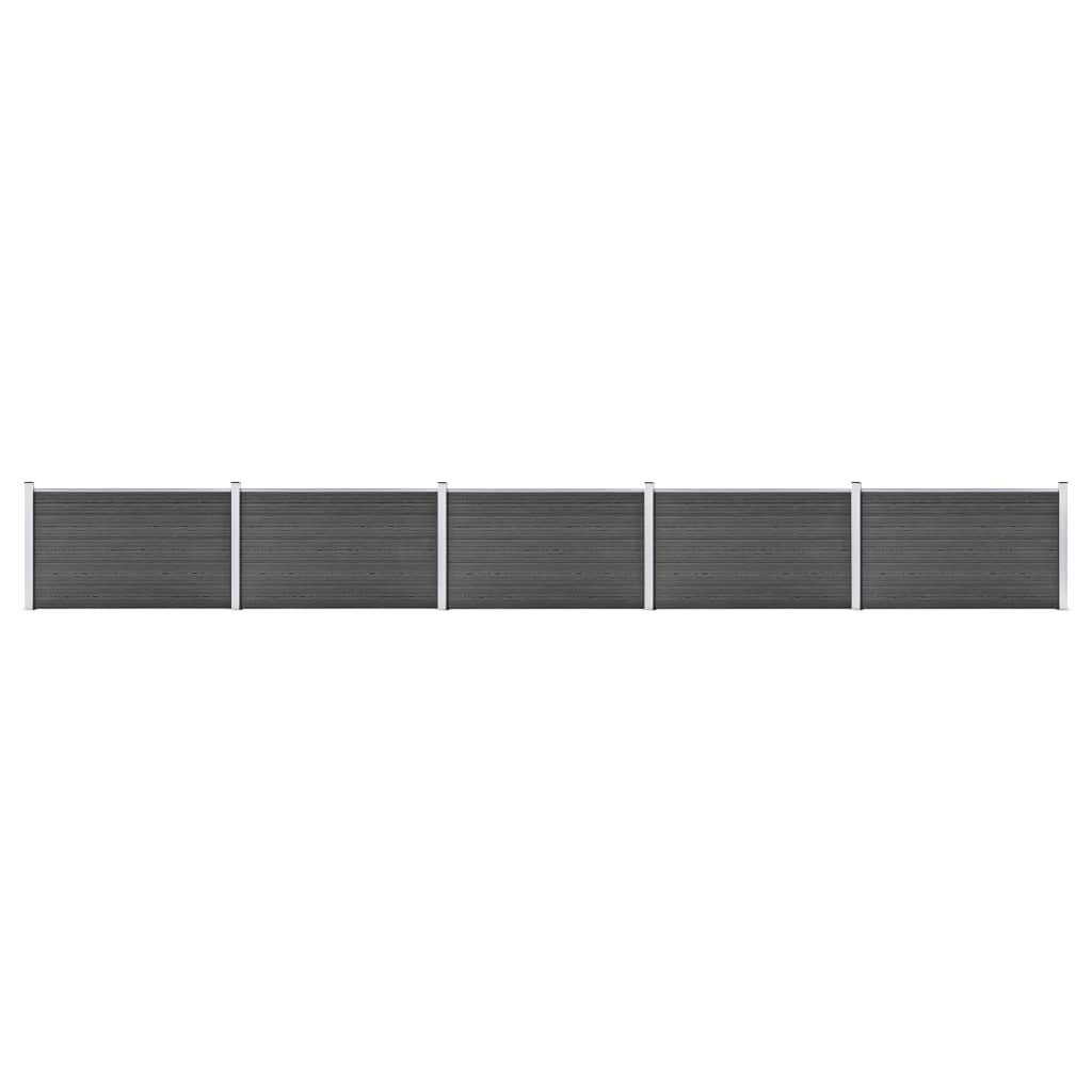 vidaXL Gartenzaun Zaunelement Set WPC 872x105 cm Schwarz, (1-St)