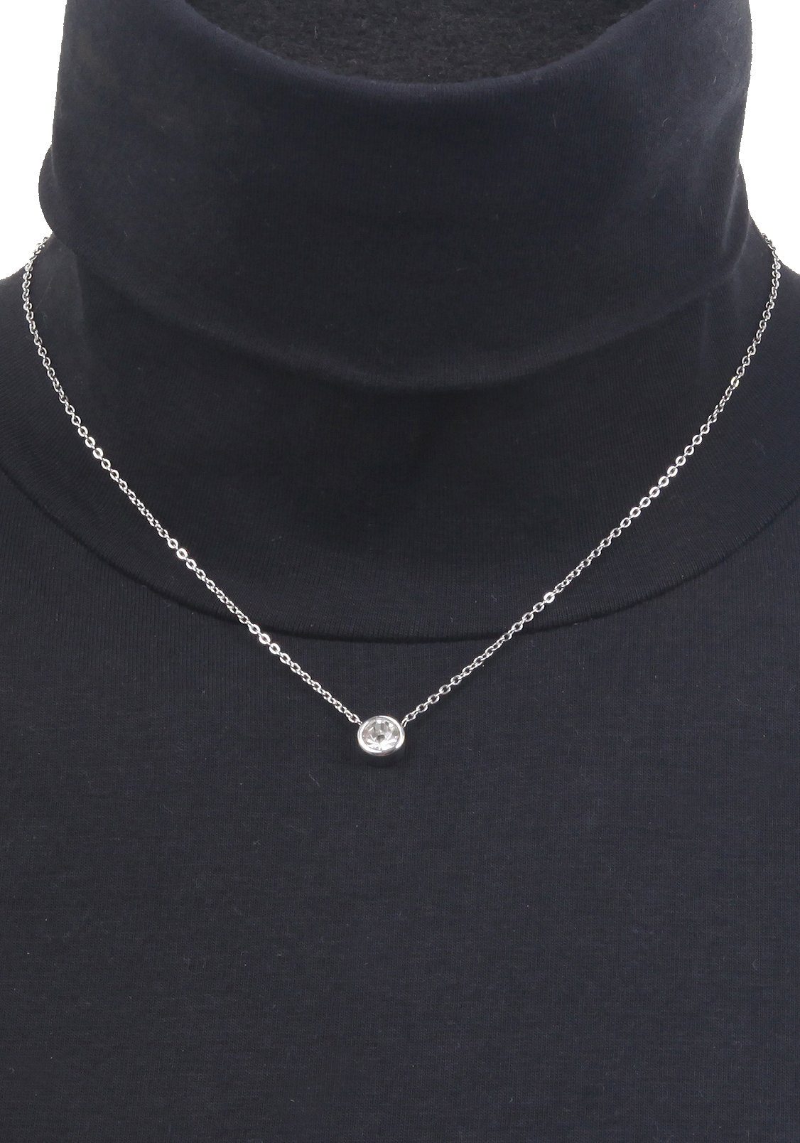 Firetti Kette mit Anhänger dezent, schlicht, klassisch, rund, mit Glasstein