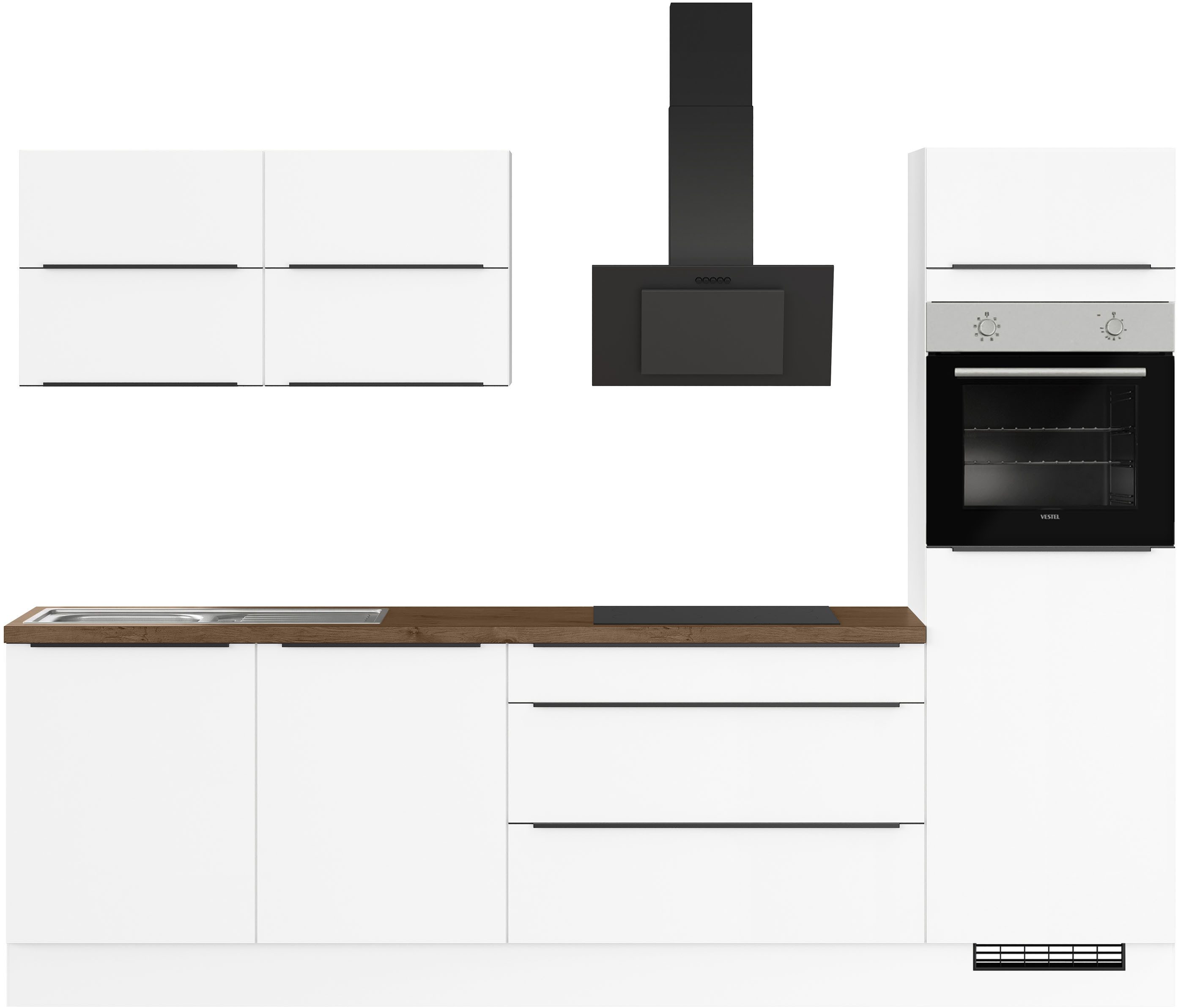 IMPULS KÜCHEN Küchenzeile "Toledo", Ausrichtung wählbar, Schubkästen mit Soft-Close, vormontiert, wahlweise mit E-Geräten, Breite 280 cm