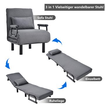 Powerwill Sofa Umwandelbarer Schlafsofa-Schlafsessel,klappbarer Sessel mit Kissen