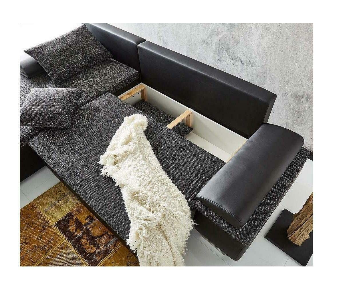 Graues Design Ecksofa Made Polster Schlaffunktion Mit in Sofa JVmoebel Luxus Couch, Modernes Europe
