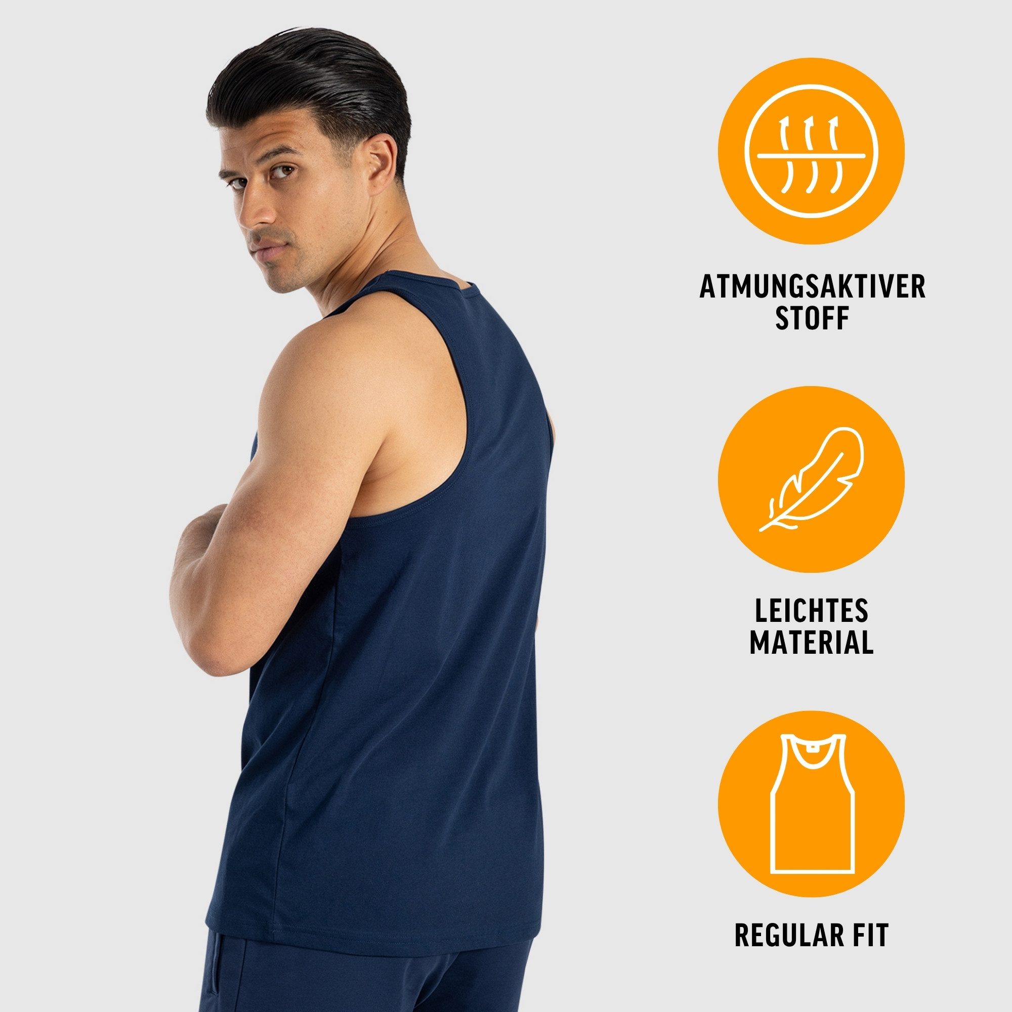 Smilodox Tanktop Arian, ärmelloses Muskelshirt mit Rundhals & Metall-Logo, Training Unterhemd classic Schnitt, Stringer weiches Material, Freizeit Sommer