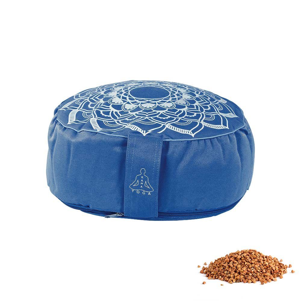 ramayoga Meditationskissen Yoga Blau, Buchweizenschalenfüllung Starter-Set