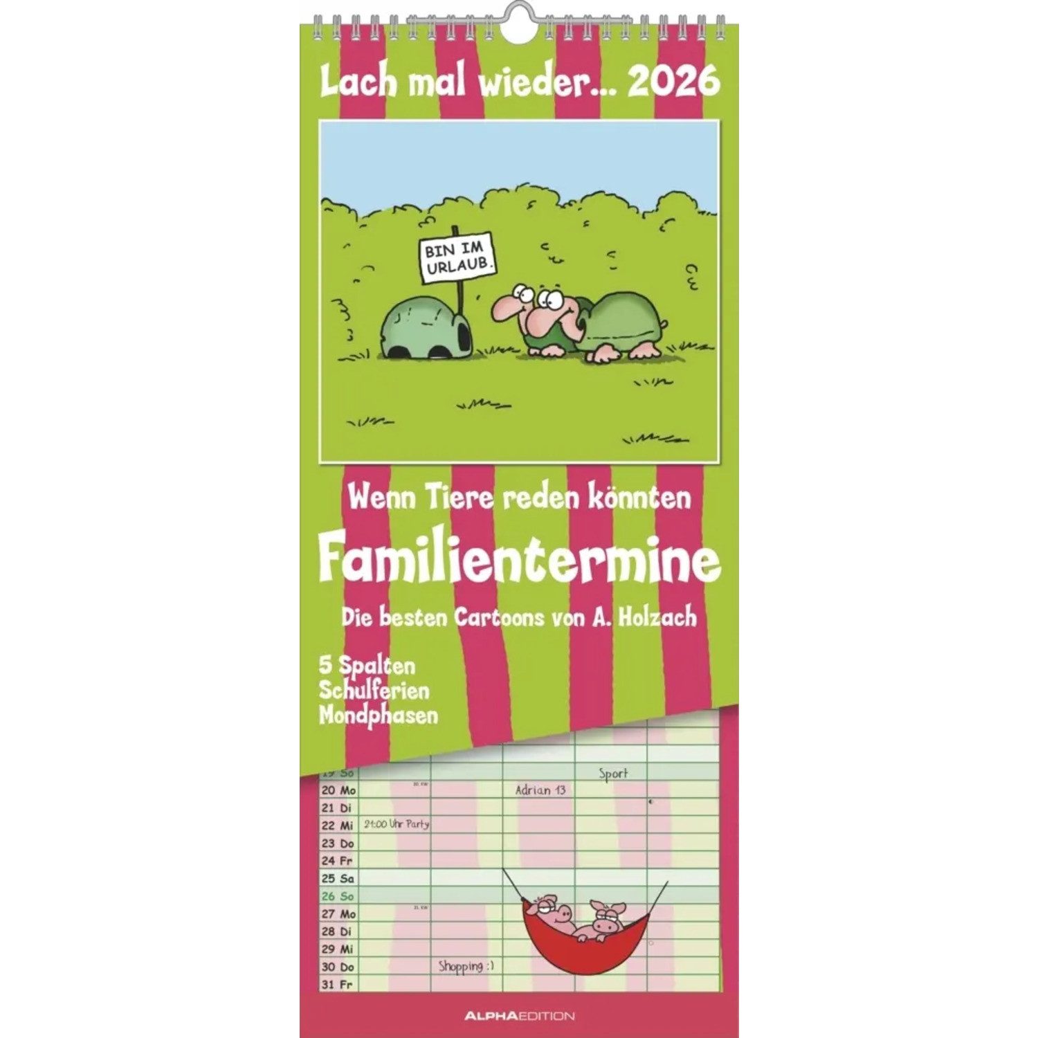 Alpha Edition Wandkalender Alpha Edition - Lach mal wieder... Familienplaner 2026 - 19,5×45 cm...