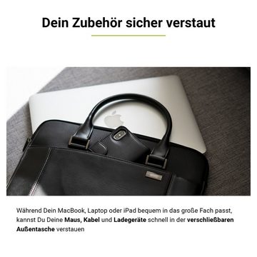 Artwizz Businesstasche Leather Bag, Notebook Ledertasche mit Zubehörfach, Schwarz, 15/16 Zoll