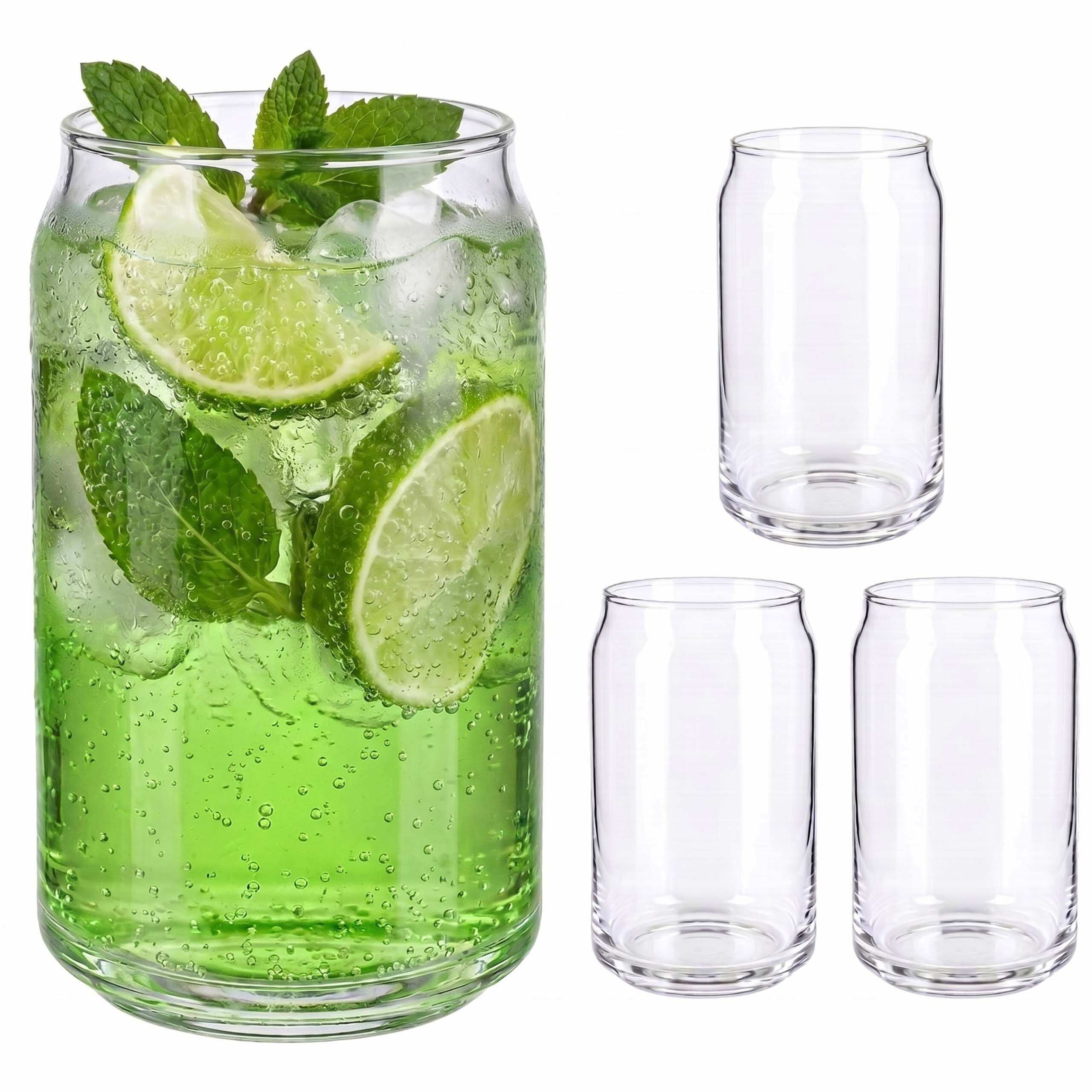 relaxdays Longdrinkglas Longdrinkgläser 4er Set Dosenform, 4-tlg., Glas