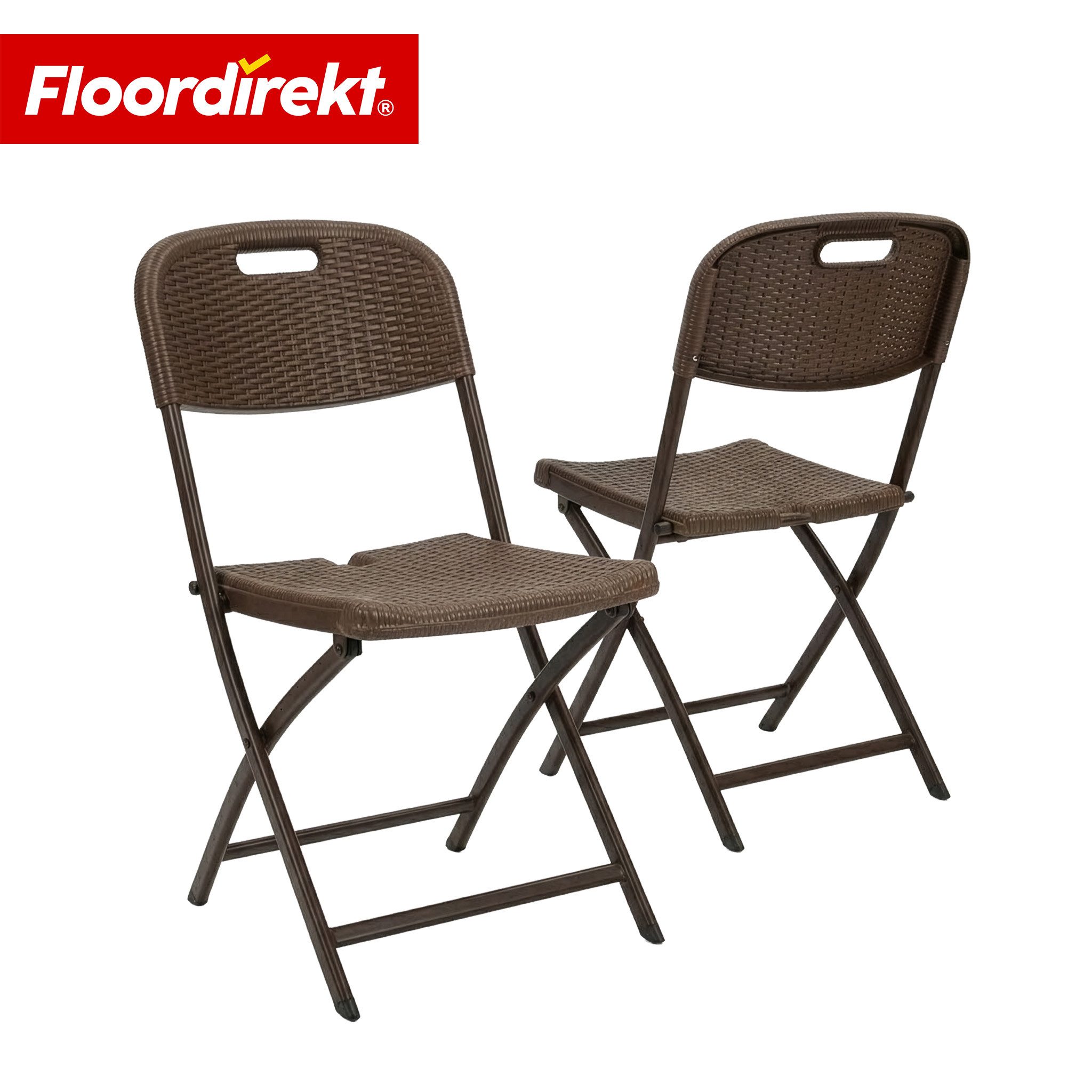 Floordirekt Gartenstuhl Klappstuhl Niigata klappbar im 2er Set braun Rattan-Optik wetterfest, Platzsparend zusammenklappbar & leicht zu transportieren