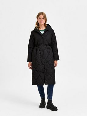 SELECTED FEMME Langmantel Longline Steppjacke Wattierter Mantel mit Kapuze SLFTORA 4467 in Schwarz