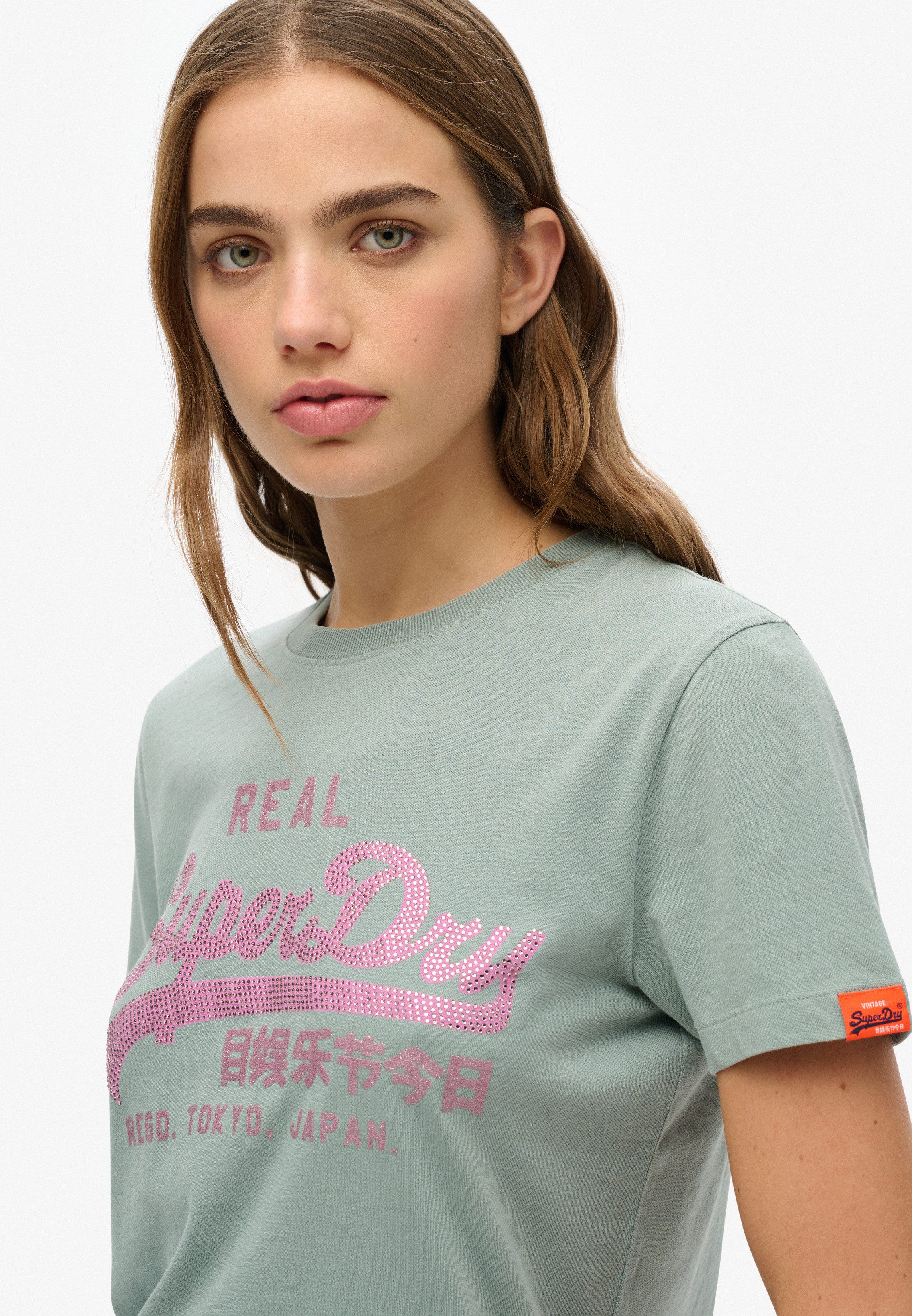 Superdry Kurzarmshirt VL RHINESTONE SLIM TEE günstig online kaufen