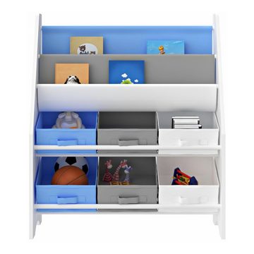 en.casa Kinderregal, »Ponteceso« Koala-Motiv 74 x 62 x 26,5 cm Blau/Grau